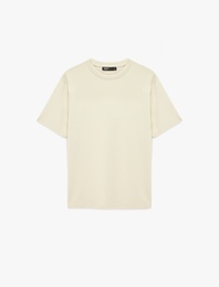 Regular Fit Kısa Kollu Bisiklet Yaka Viskon Karışımlı Basic Tişört