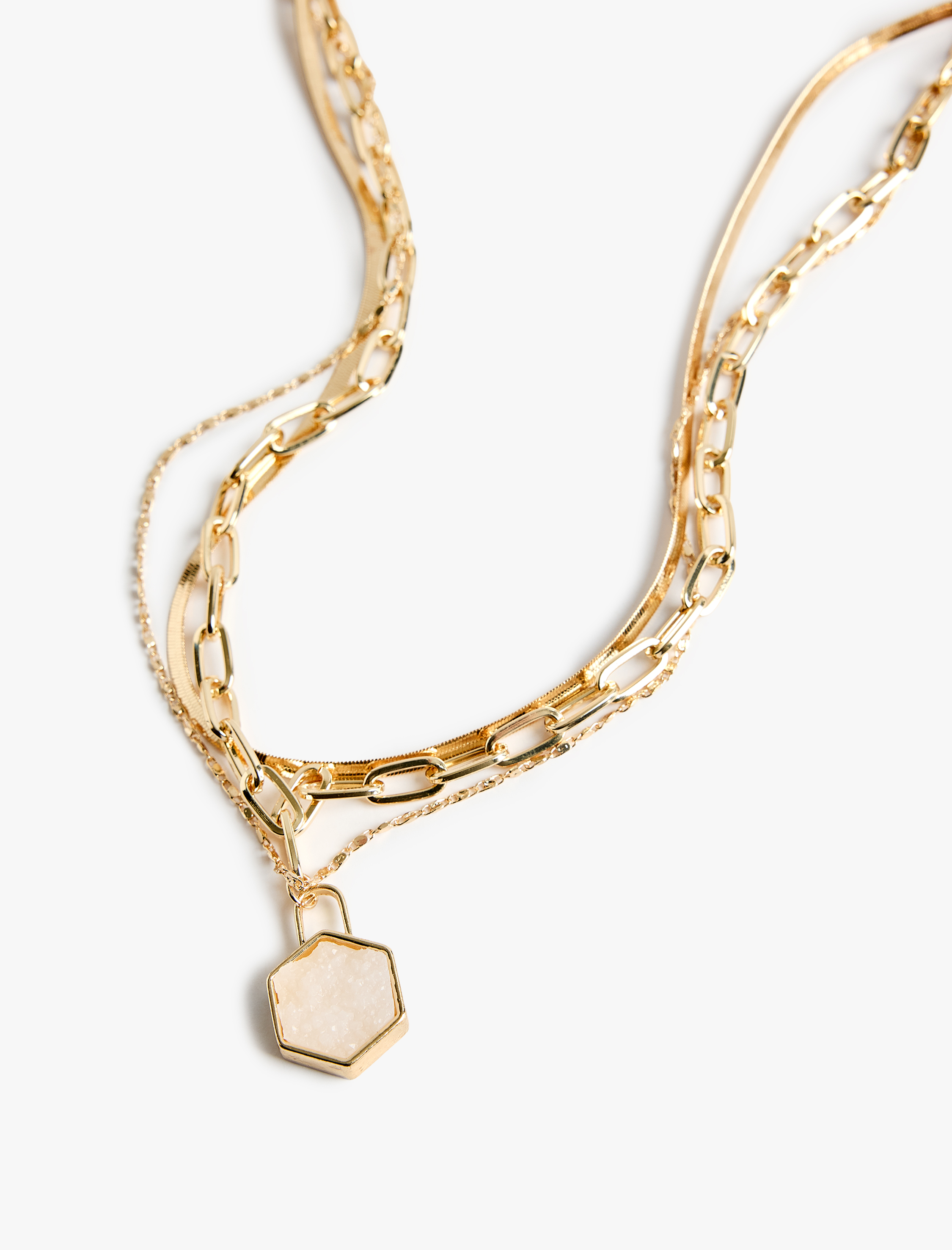  Kadın Geometrik Figürlü Çelik Karışımlı Çoklu Zincir Kolye