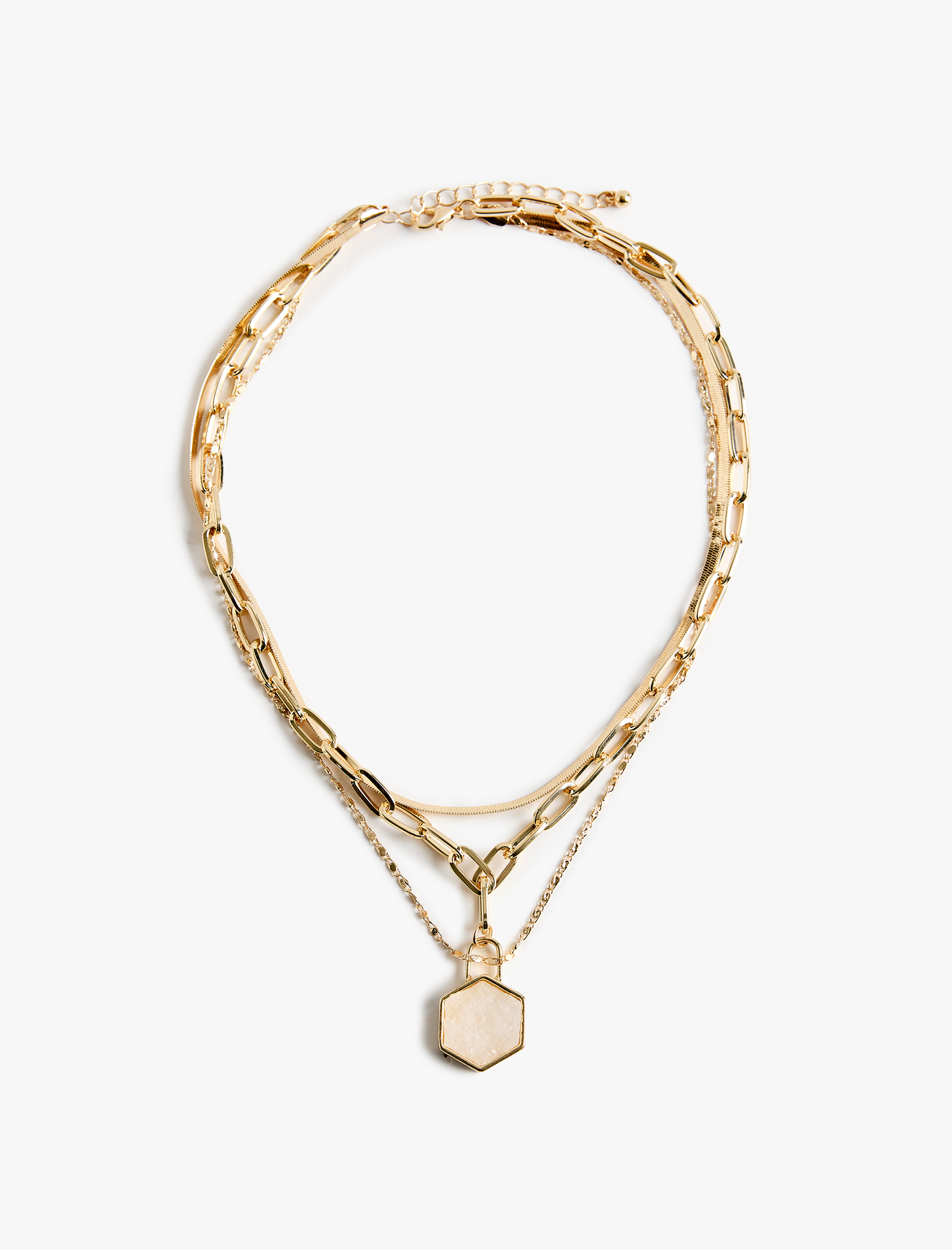  Kadın Geometrik Figürlü Çelik Karışımlı Çoklu Zincir Kolye