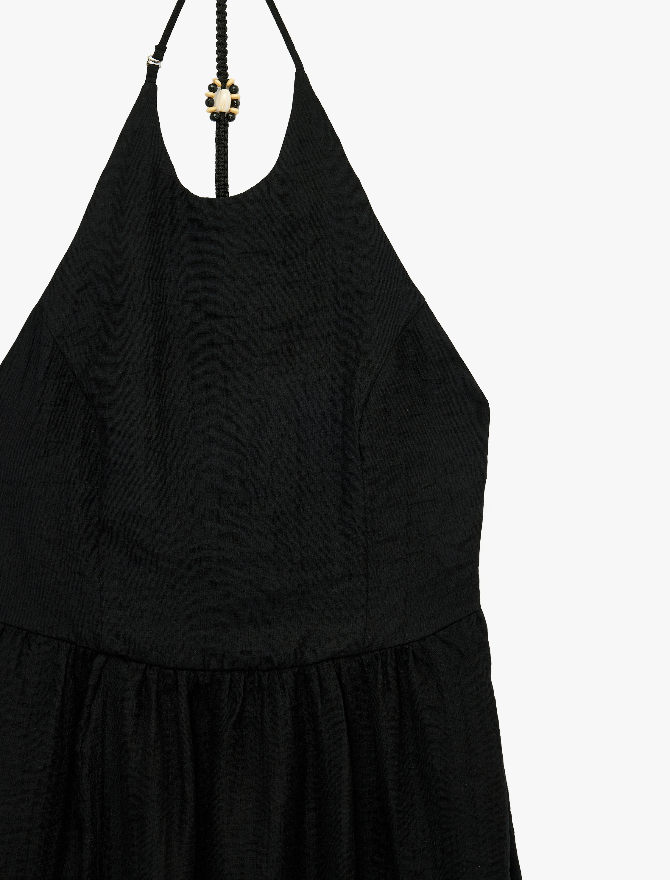   Viskon Kumaş Sırt Dekolteli Halter Yaka Midi Elbise