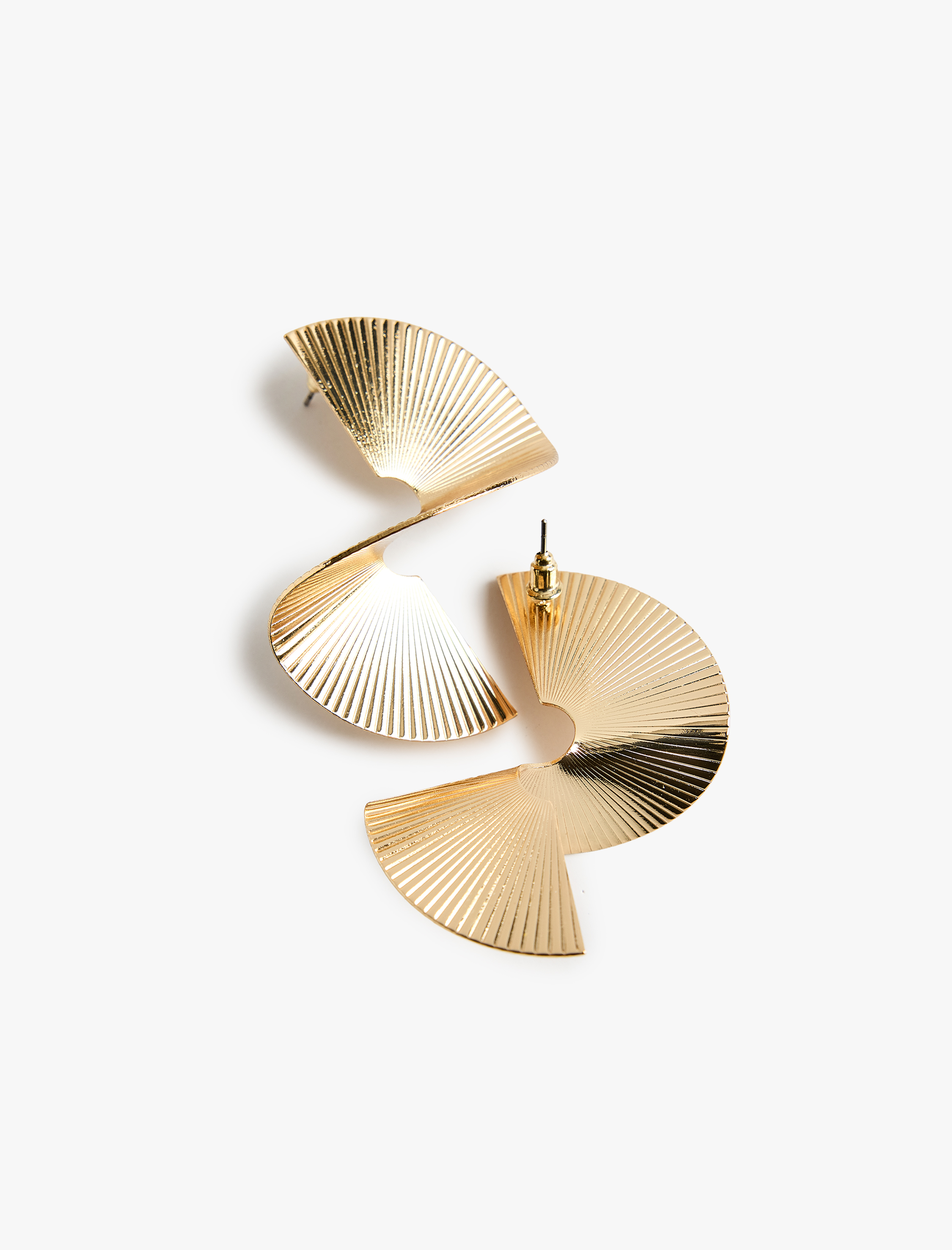  Kadın Büyük Boy Dokulu Çelik Soyut Küpe