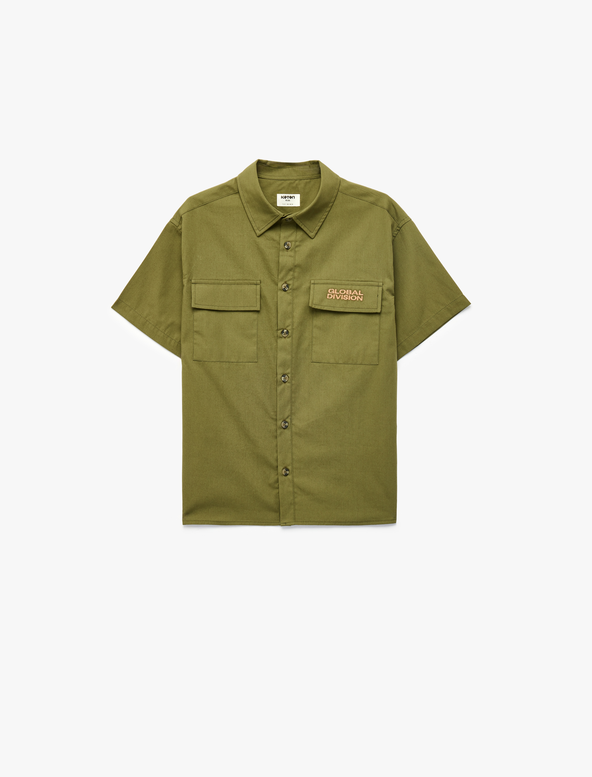  Erkek Çocuk Kısa Kollu Nakış Detaylı Kapaklı Cepli Pamuklu oversize Gömlek