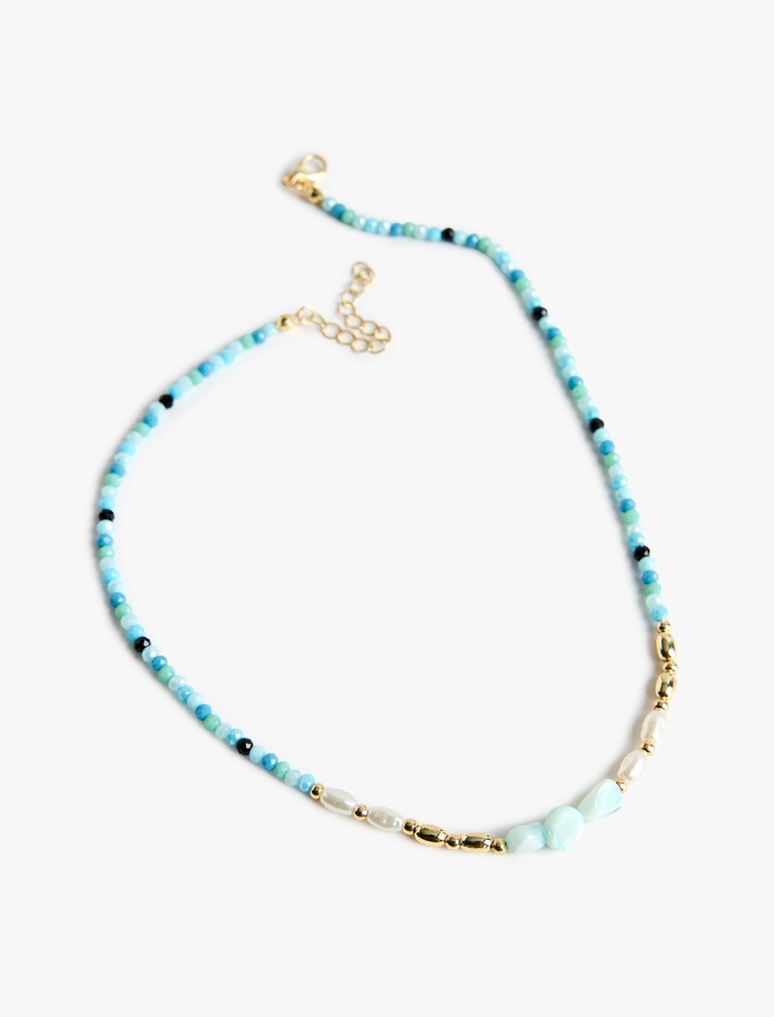 Kadın İnci Detaylı Çok Renkli Boncuklu Kolye