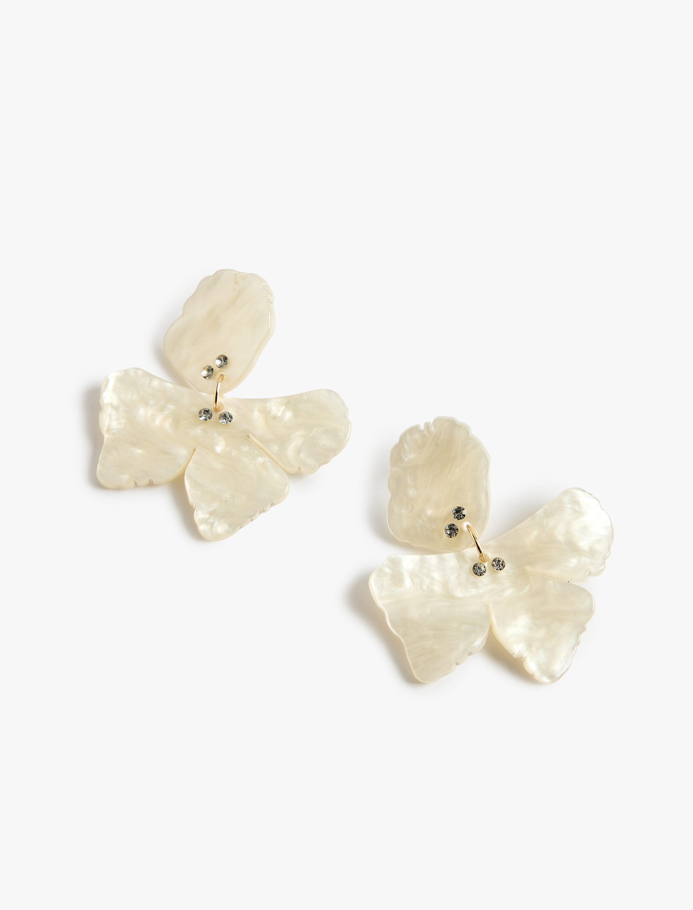  Kadın Büyük Boy Sallantılı Taş Detaylı Sedefli Çiçek Küpe