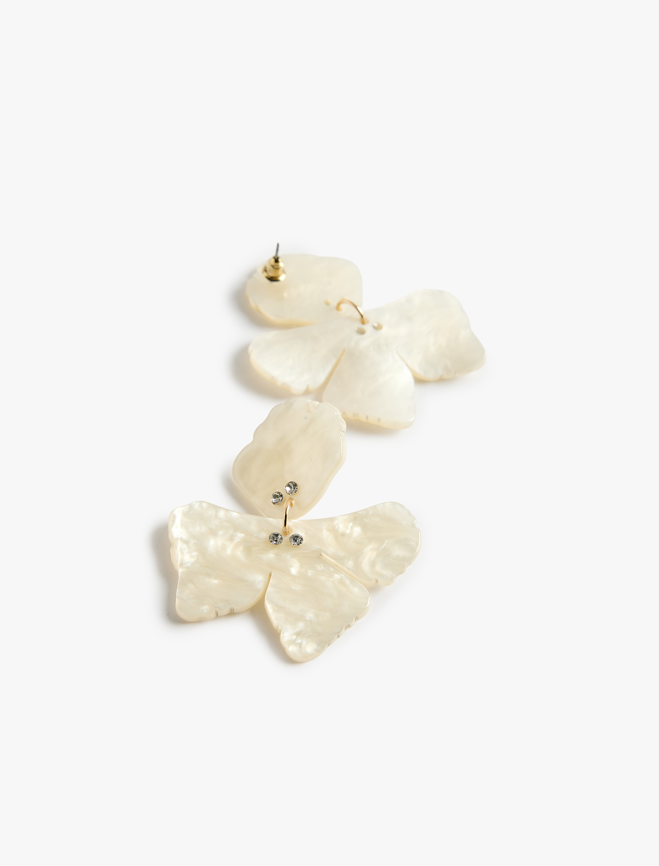  Kadın Büyük Boy Sallantılı Taş Detaylı Sedefli Çiçek Küpe