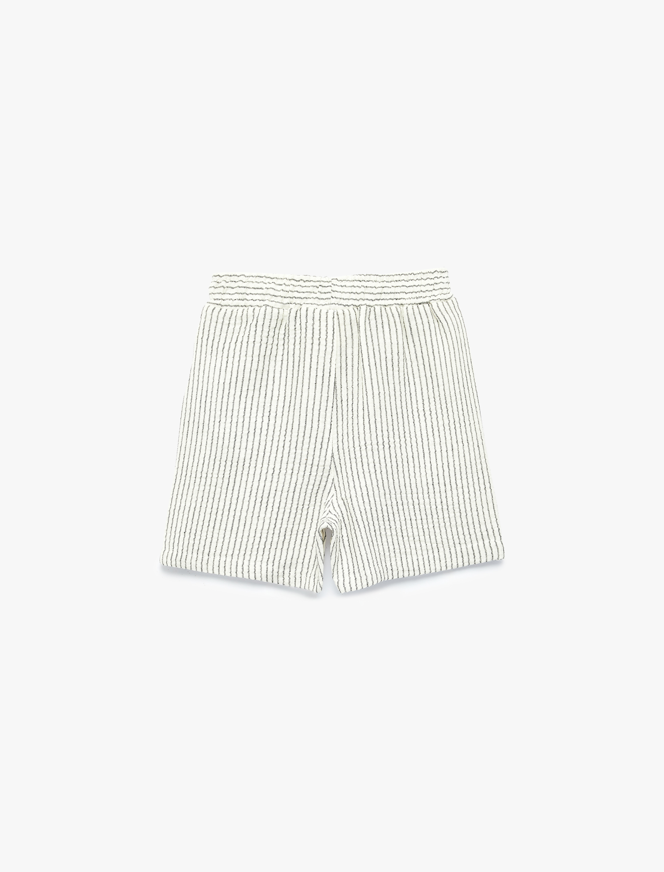  Erkek Bebek Pamuklu Beli Bağcıklı Çizgili Şort