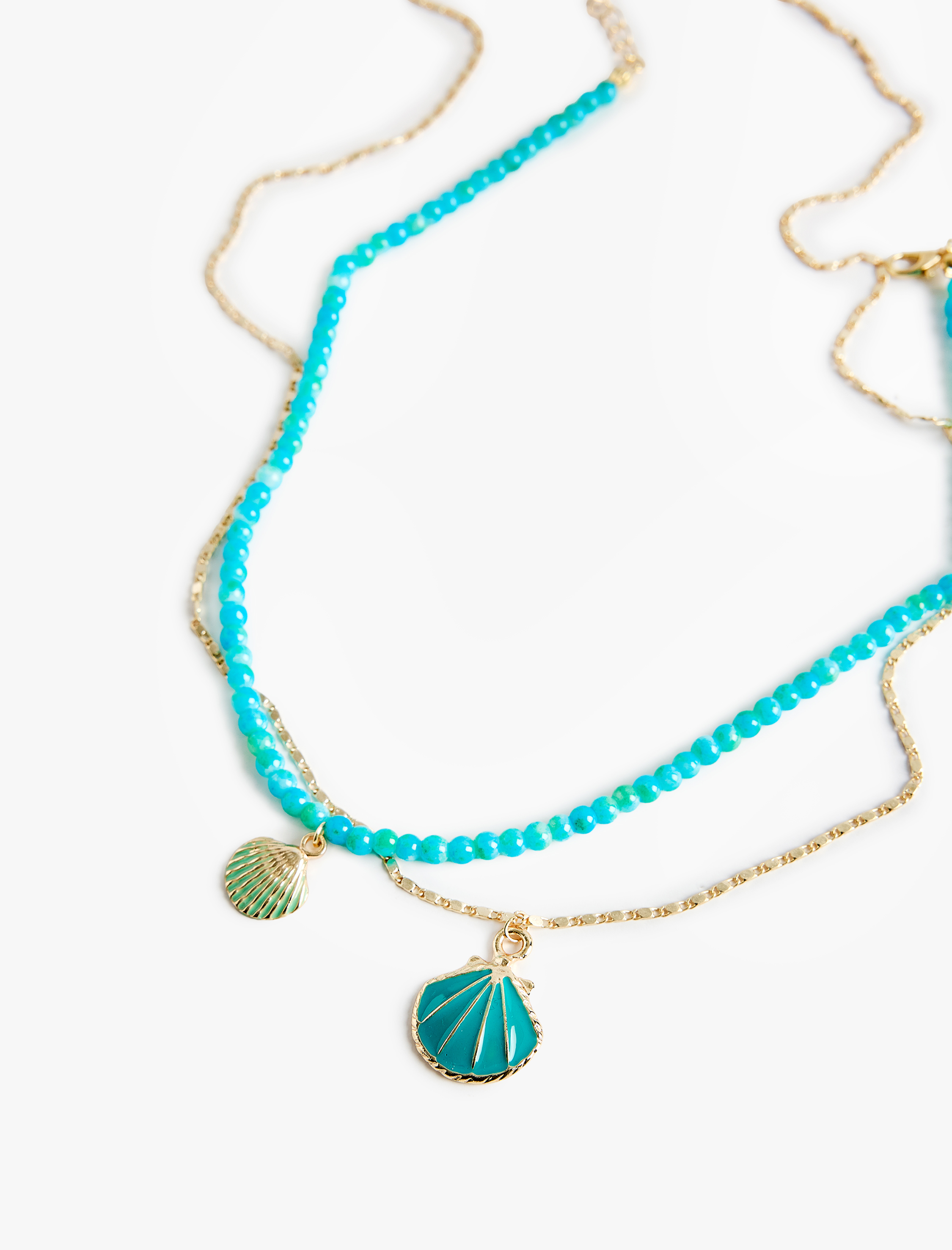  Kadın Boncuklu Deniz Kabuğu Kolye Seti