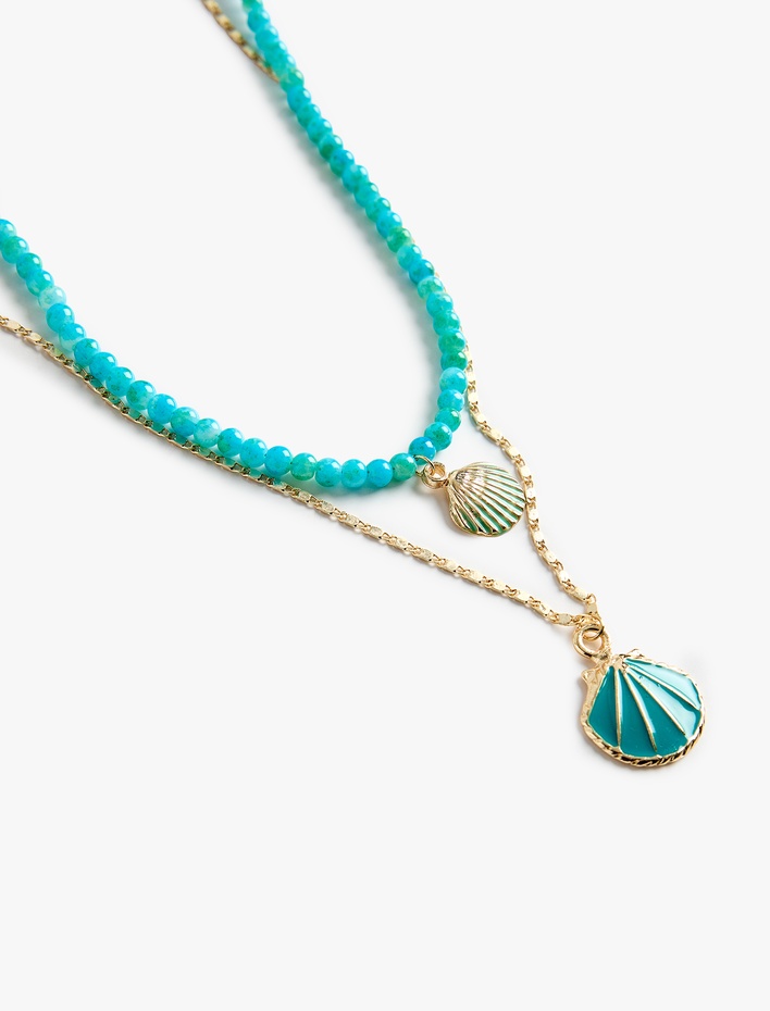 Kadın Boncuklu Deniz Kabuğu Kolye Seti