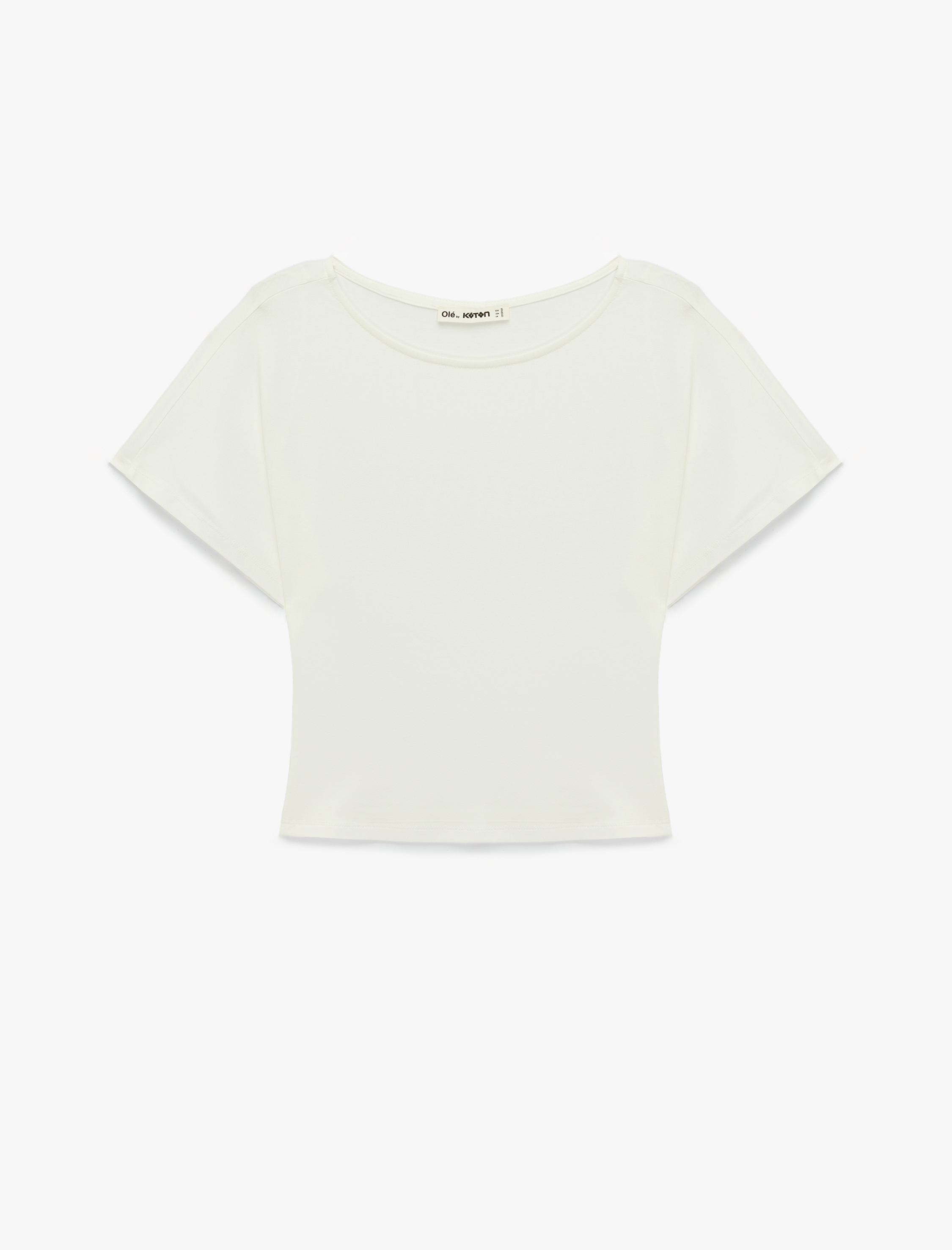   Regular Fit Omzu Açık Kısa Kollu Viskon Tişört