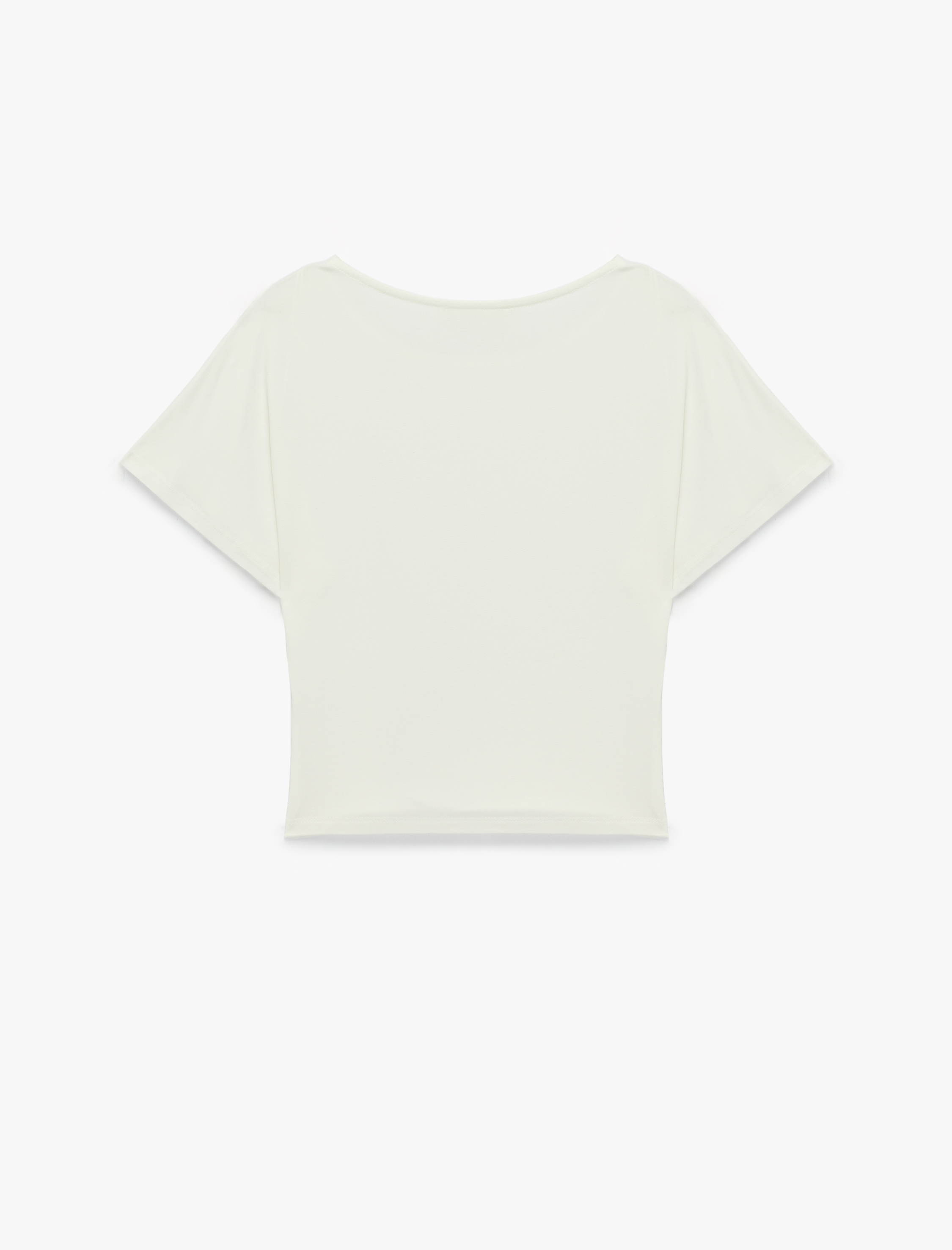   Regular Fit Omzu Açık Kısa Kollu Viskon Tişört