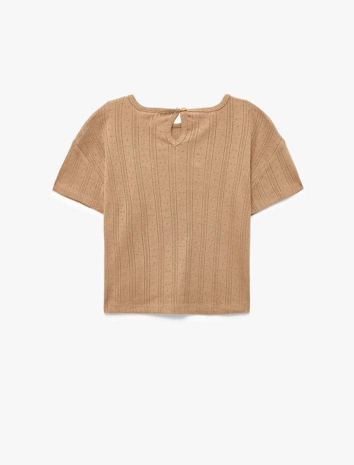 Kız Bebek Pamuklu Nakışlı Kısa Kollu Bisiklet Yaka Tişört