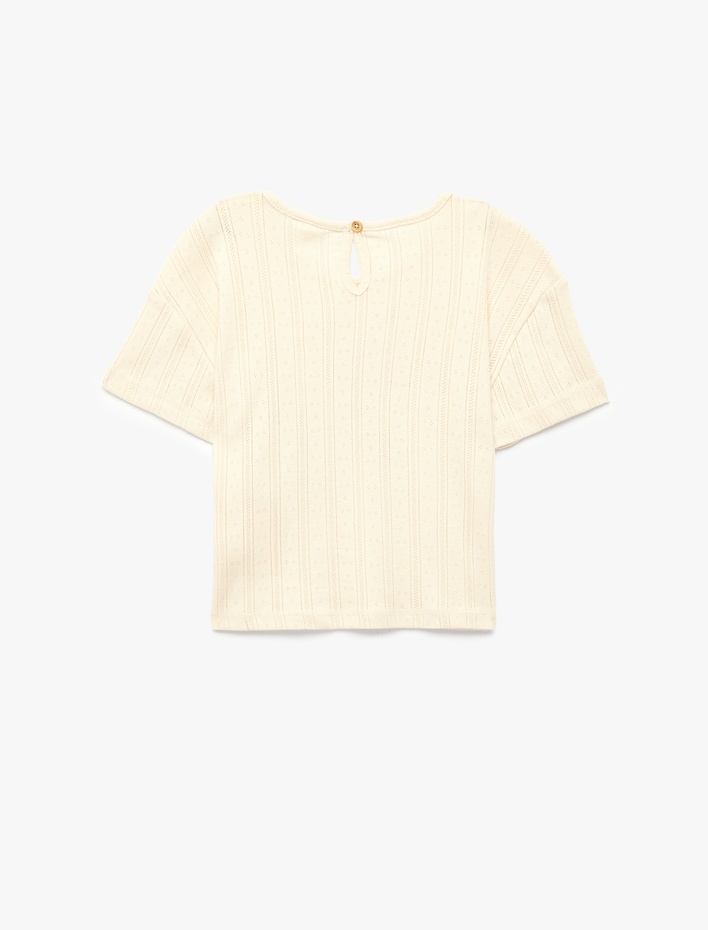 Kız Bebek Pamuklu Kısa Kollu Bisiklet Yaka Tavşan Baskılı Tişört