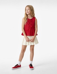 Pamuklu Kalın Pileli Basic Mini Etek