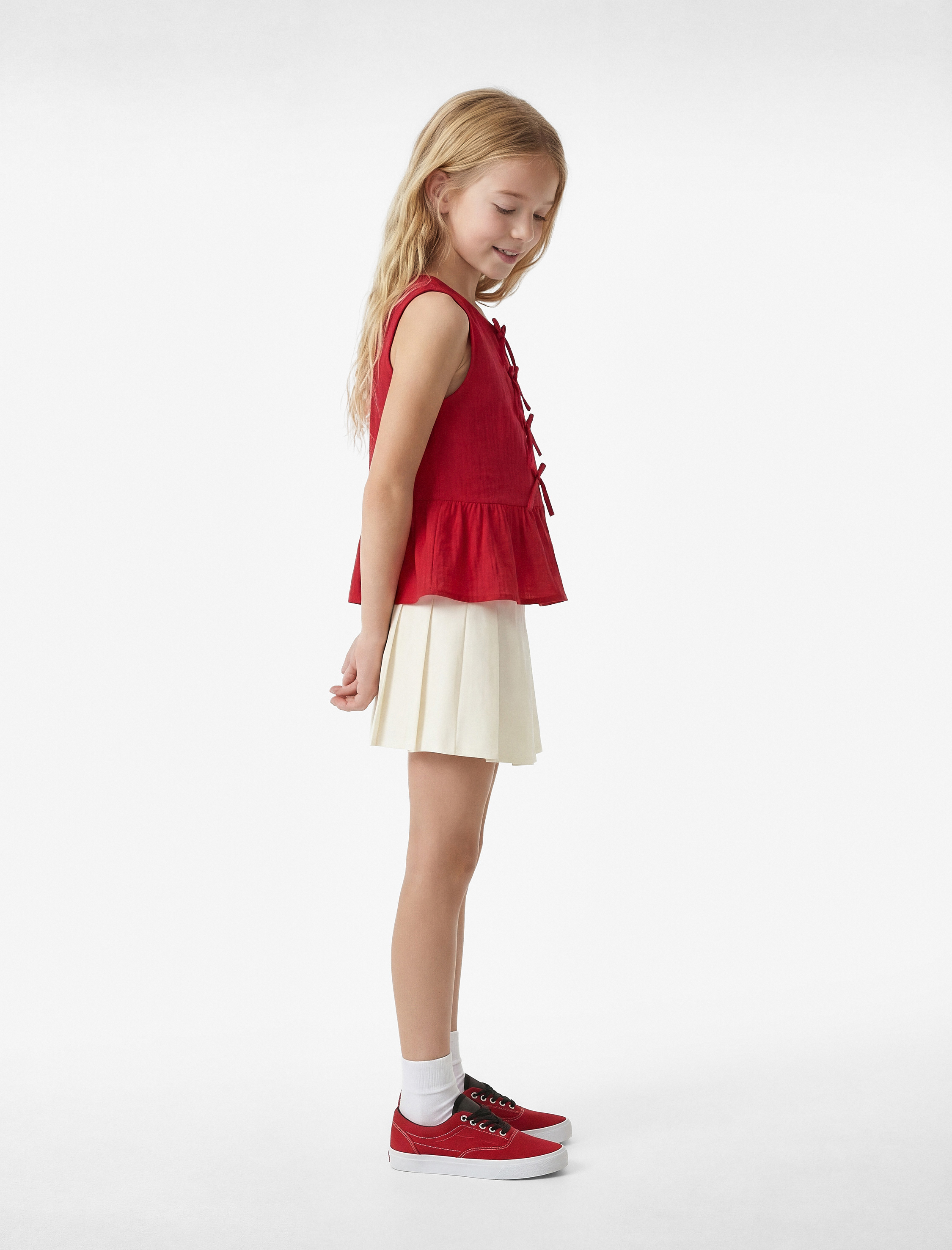  Kız Çocuk Pamuklu Kalın Pileli Basic Mini Etek