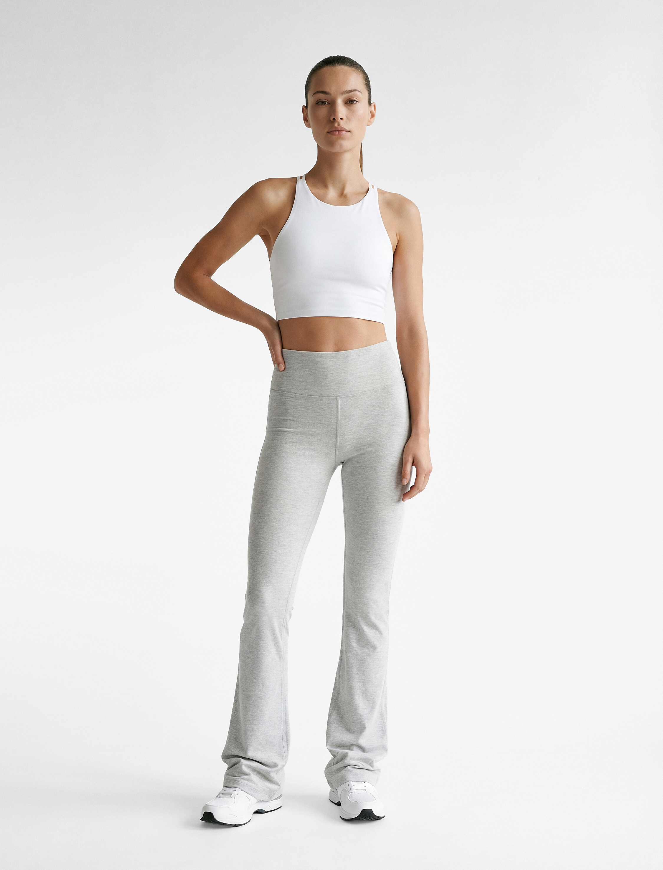   Slim Fit Yüksek Bel İspanyol Paça Spor Tayt