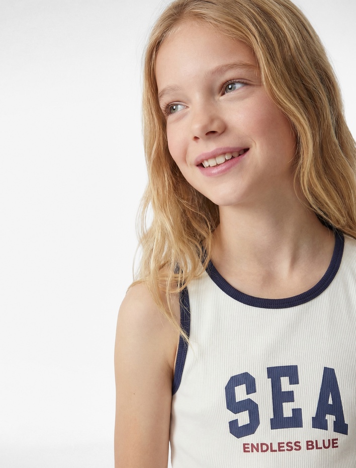 Kız Çocuk Ribanalı Kolsuz Bisiklet Yaka Pamuklu Atlet