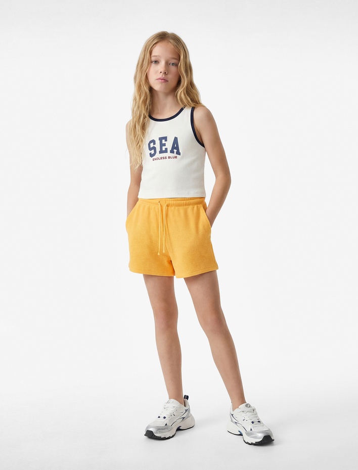 Kız Çocuk Ribanalı Kolsuz Bisiklet Yaka Pamuklu Atlet