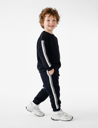 Pamuklu Şerit Detaylı Beli Bağcıklı Jogger Eşofman Altı