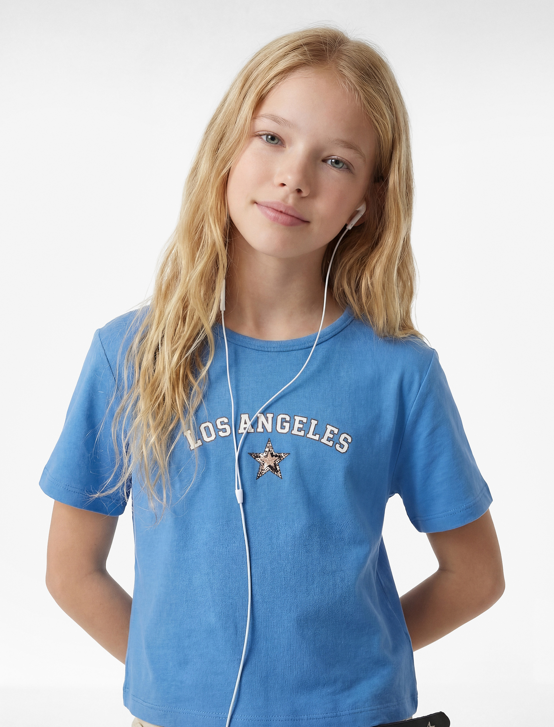  Kız Çocuk Bisiklet Yaka Kısa Kollu Pamuklu Crop Tişört