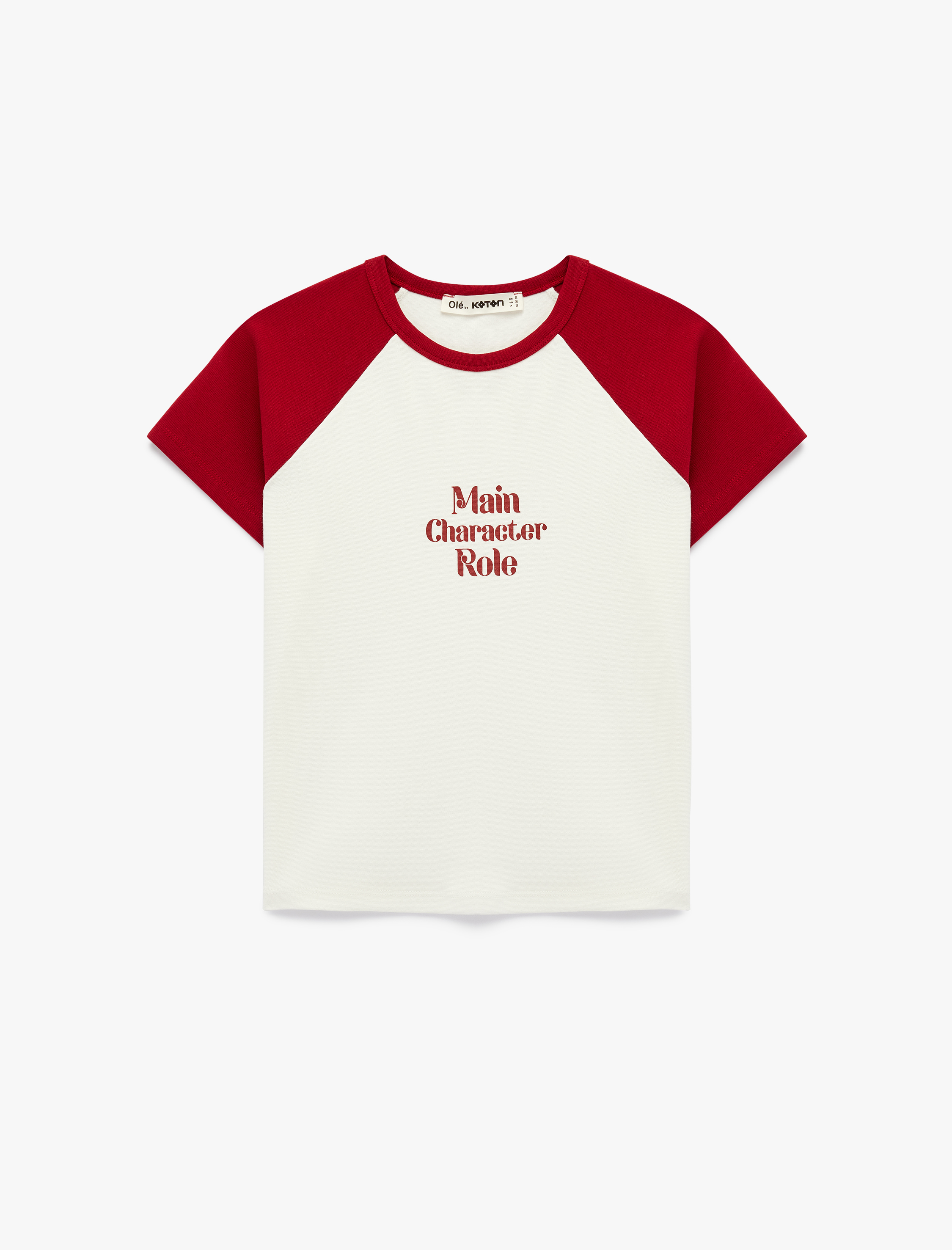   Pamuklu Slim Fit Kısa Kollu Bisiklet Yaka Baskılı Crop Tişört