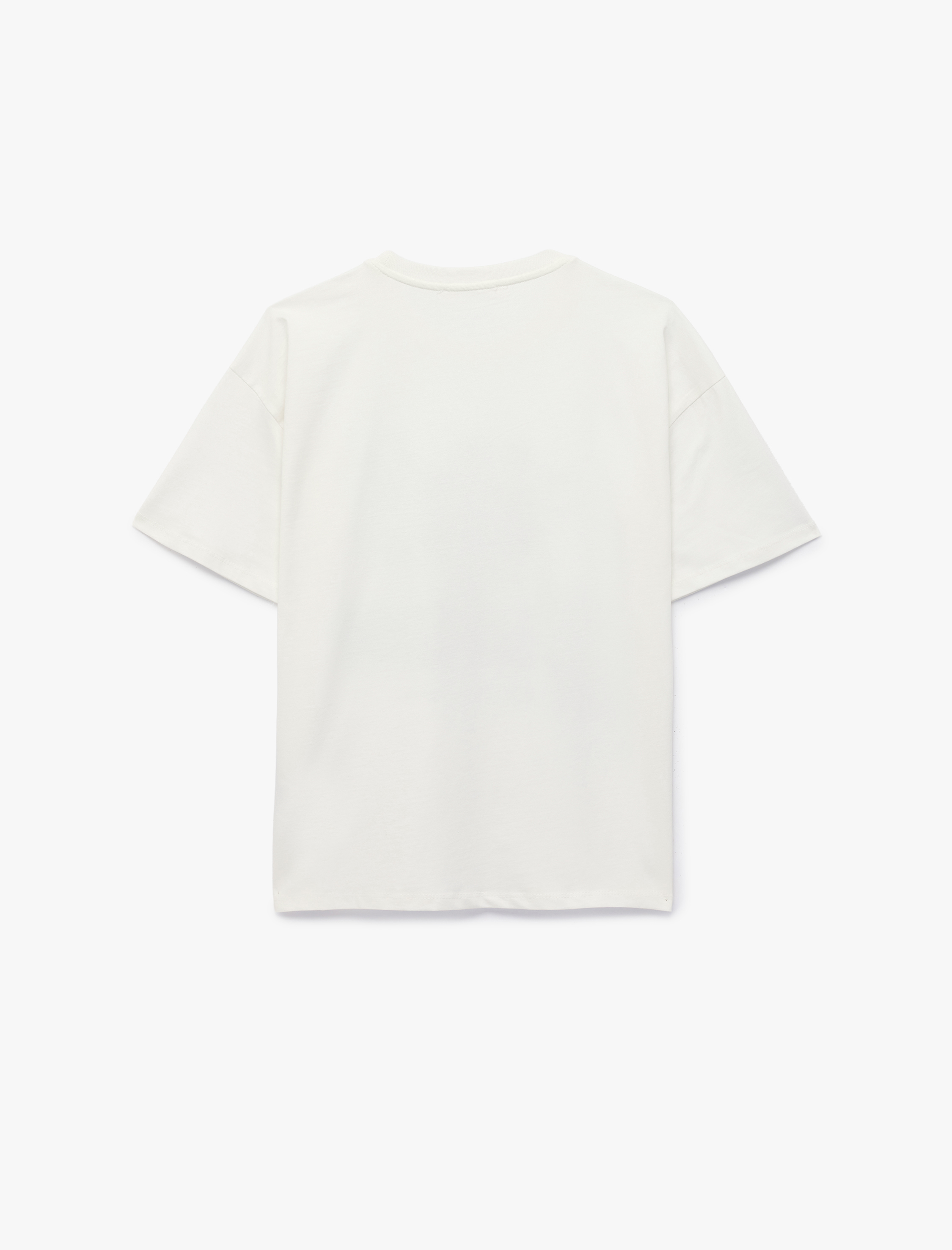 Regular Fit Kısa Kollu Bisiklet Yaka Çiçek Baskılı Pamuklu Tişört - Görsel 4