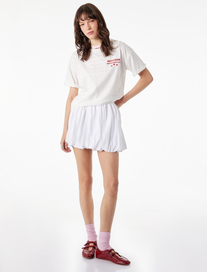  Regular Fit Kısa Kollu Bisiklet Yaka Pamuklu Arkası Baskılı Tişört