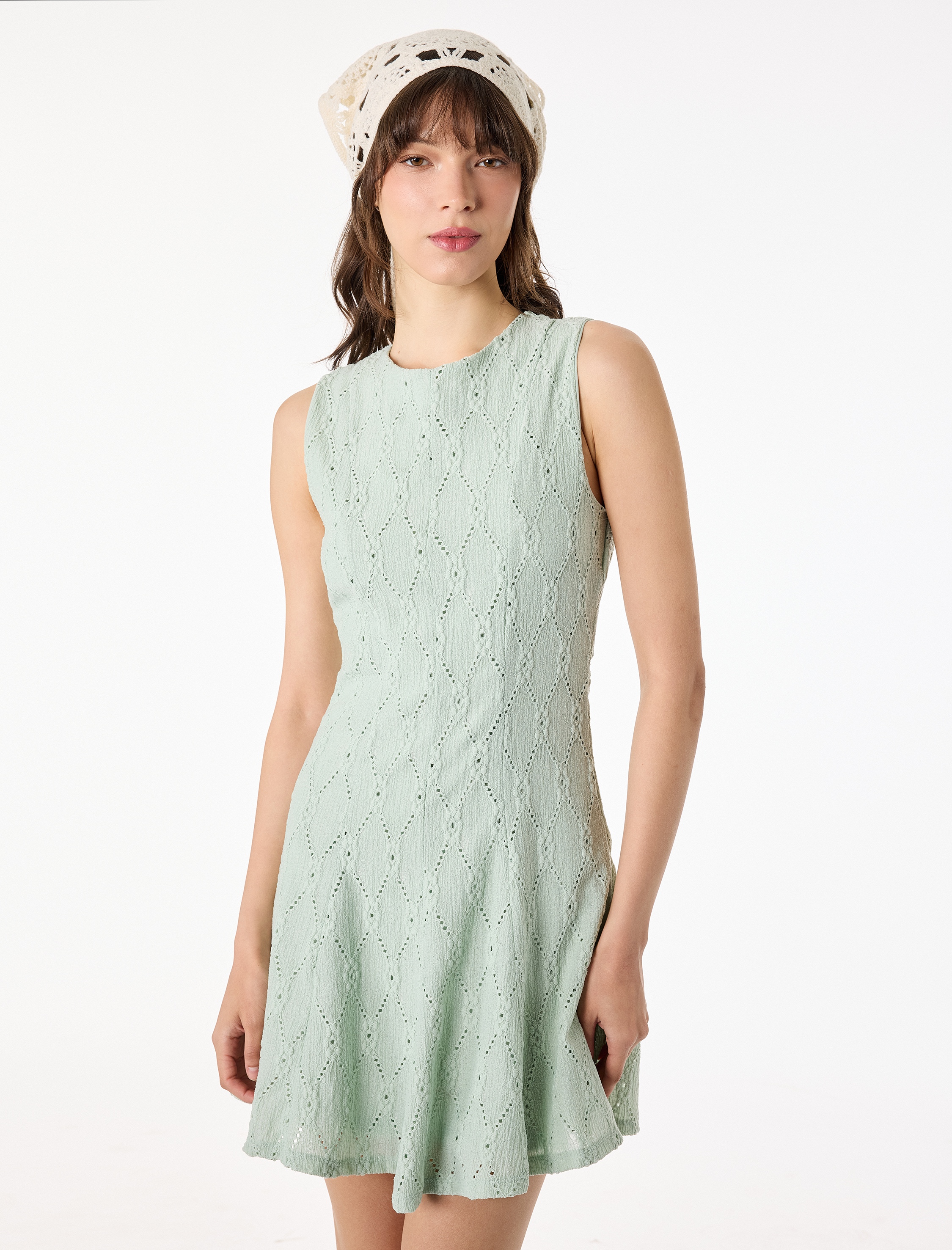   Kolsuz Bisiklet Yaka Kloş Mini Fisto Elbise