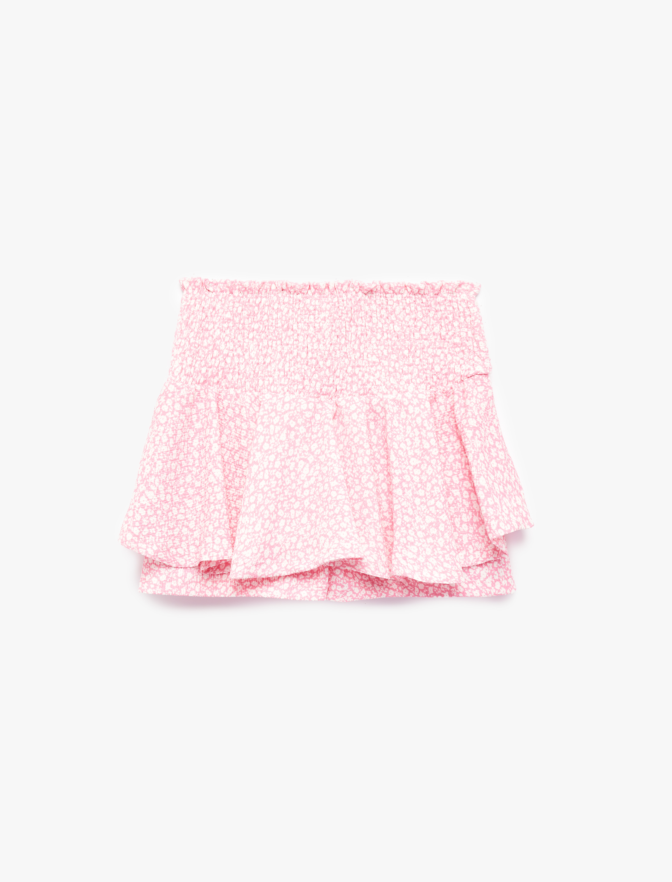  Kız Çocuk Fiyonklu Gipeli Çiçek Desenli Pileli Şort Etek