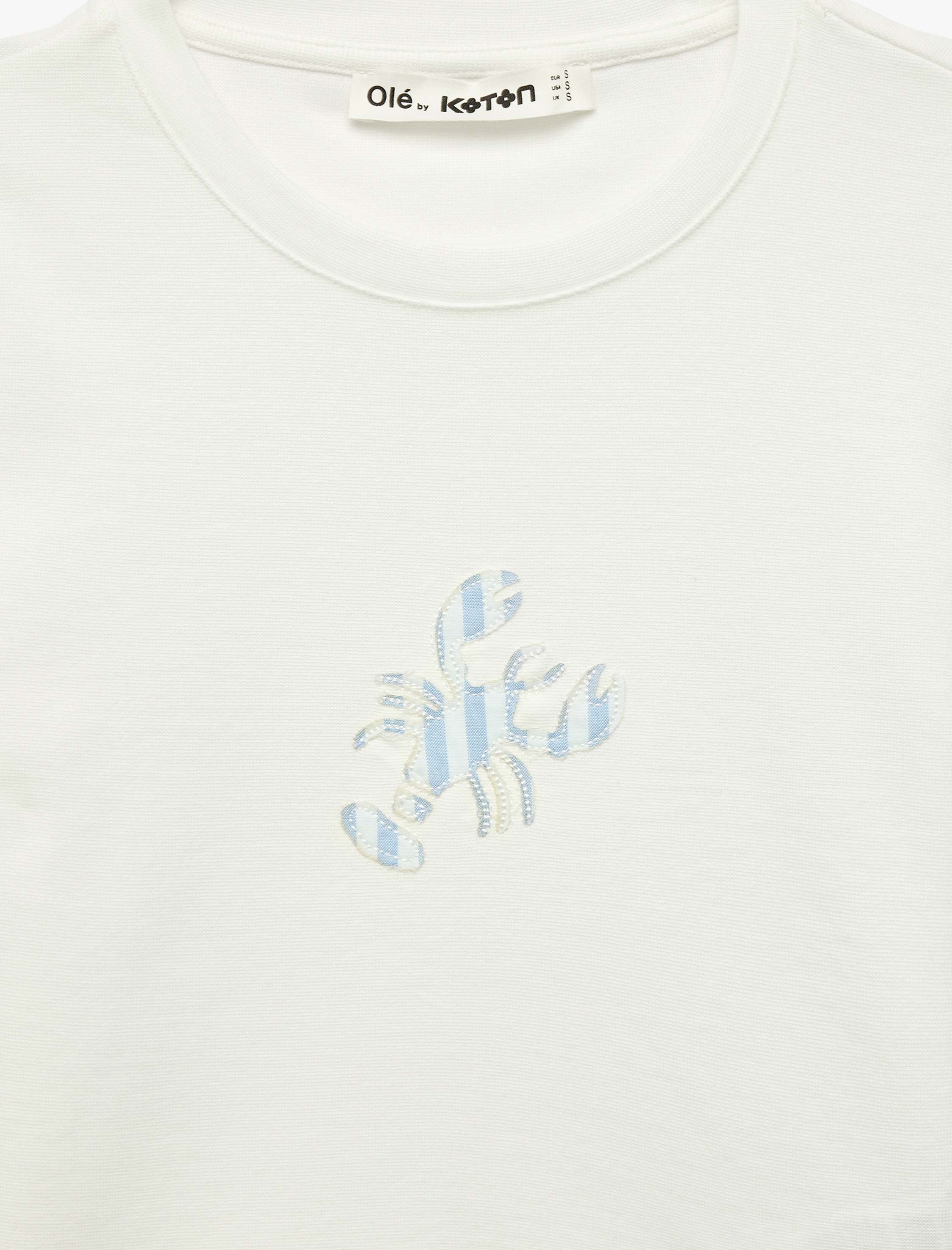 Pamuklu Slim Fit Kısa Kollu Bisiklet Yaka Yengeç Nakışlı Tişört - Görsel 5