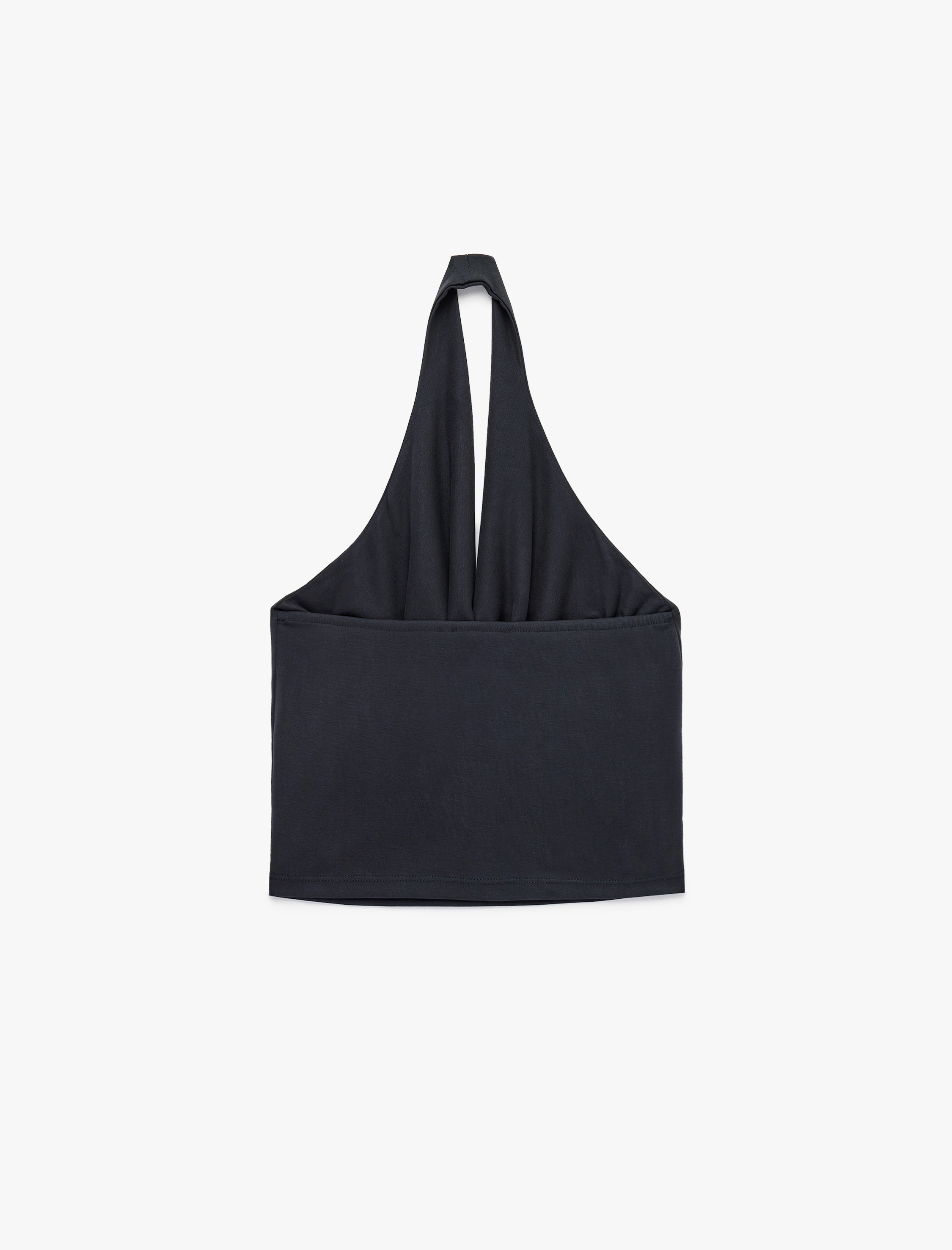   Slim Fit Modal Kumaş Kolsuz Sırtı Açık Degaje Yaka Bluz