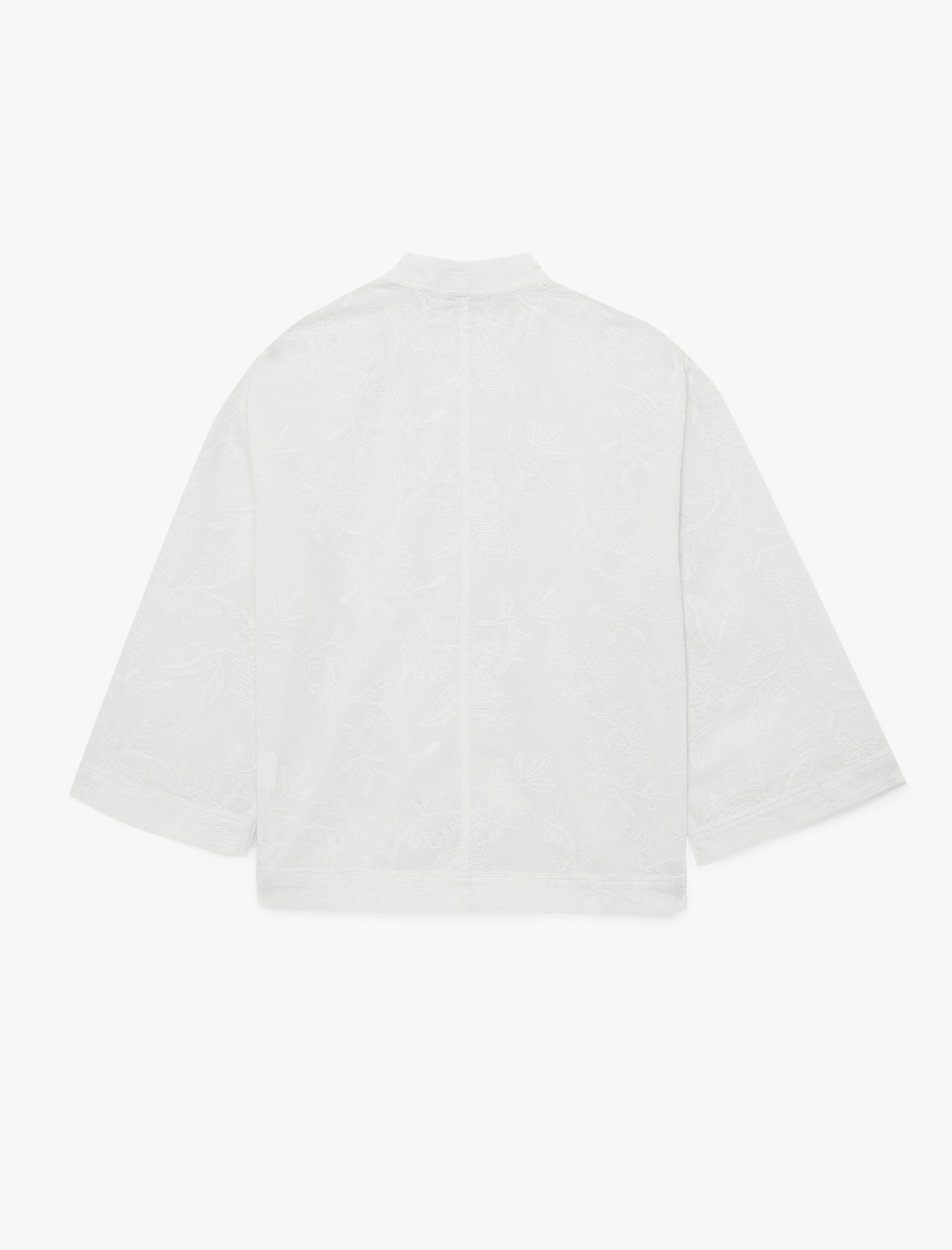   Pamuklu V Yaka 3/4 Kol Nakışlı Kimono