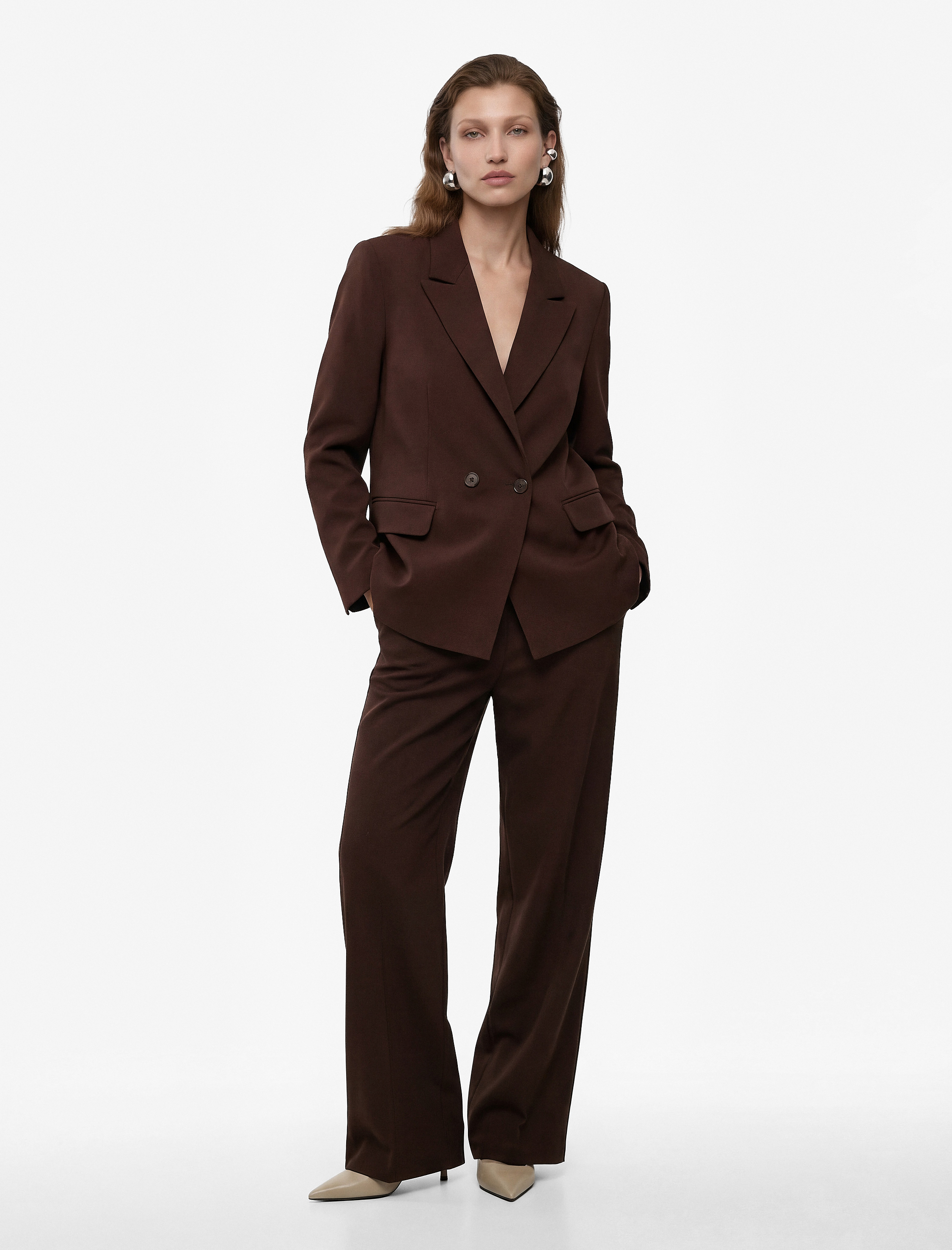 Yüksek Bel Dikiş Detaylı Düz Paça Balon Pantolon