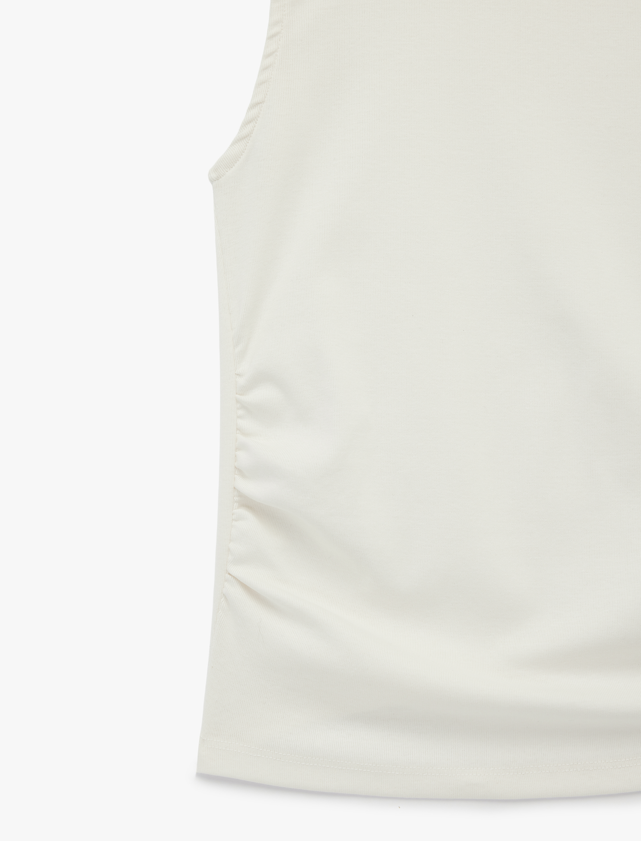   Slim Fit Pamuklu Kolsuz Bisiklet Yaka Drapeli Bluz