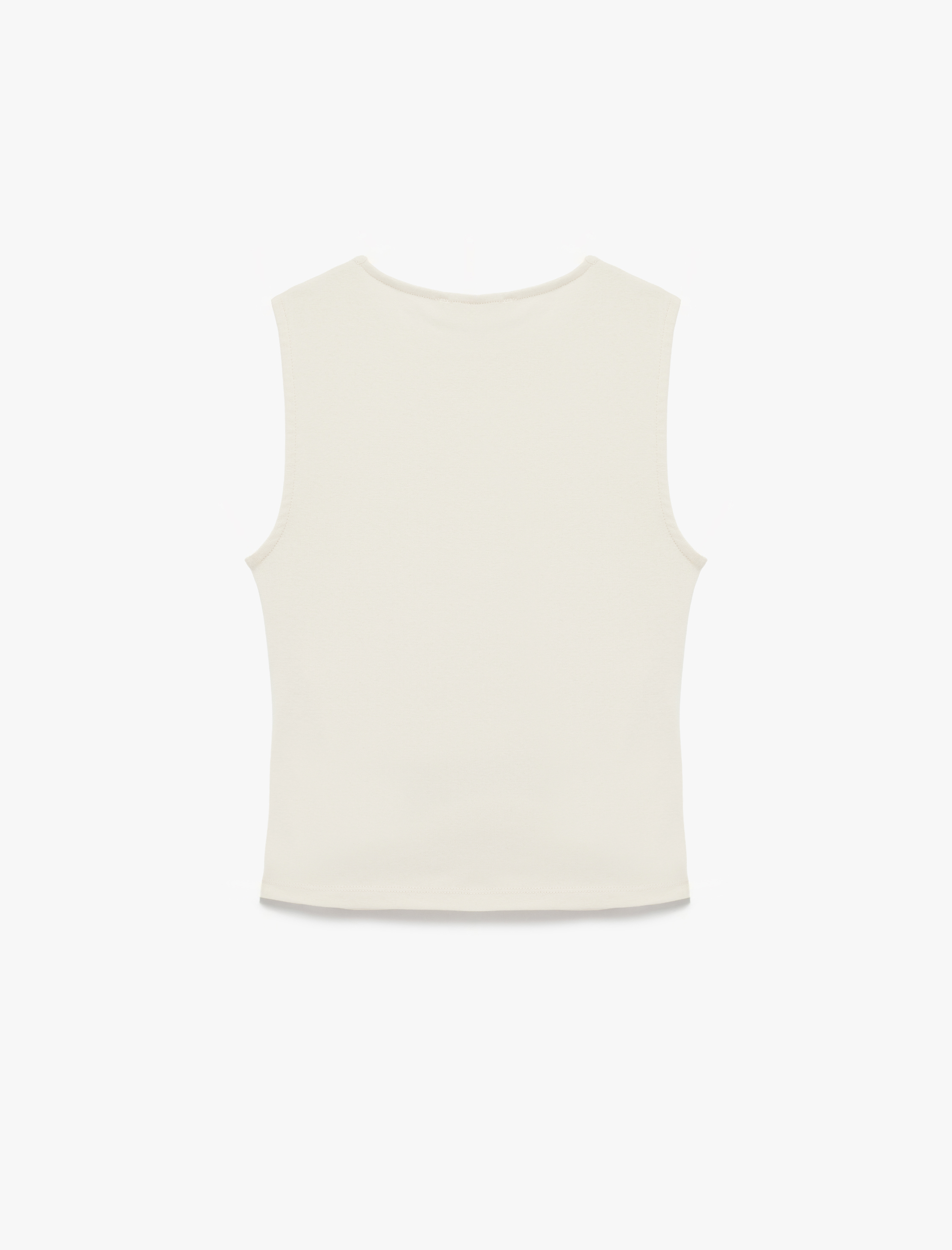  Slim Fit Pamuklu Kolsuz Bisiklet Yaka Drapeli Bluz
