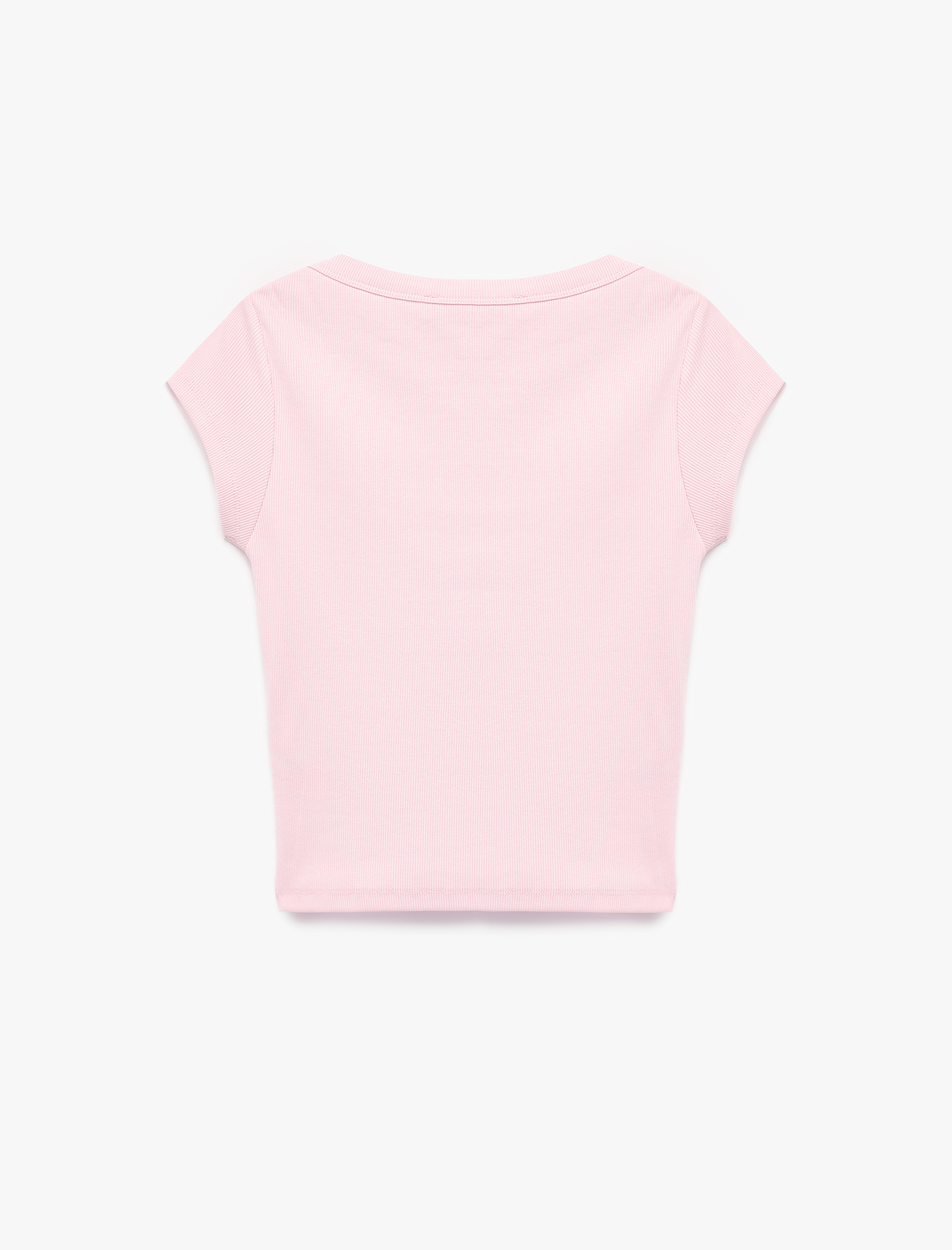   Slim Fit Kısa Kollu Kayık Yaka Kaşkorse Pamuklu Tişört