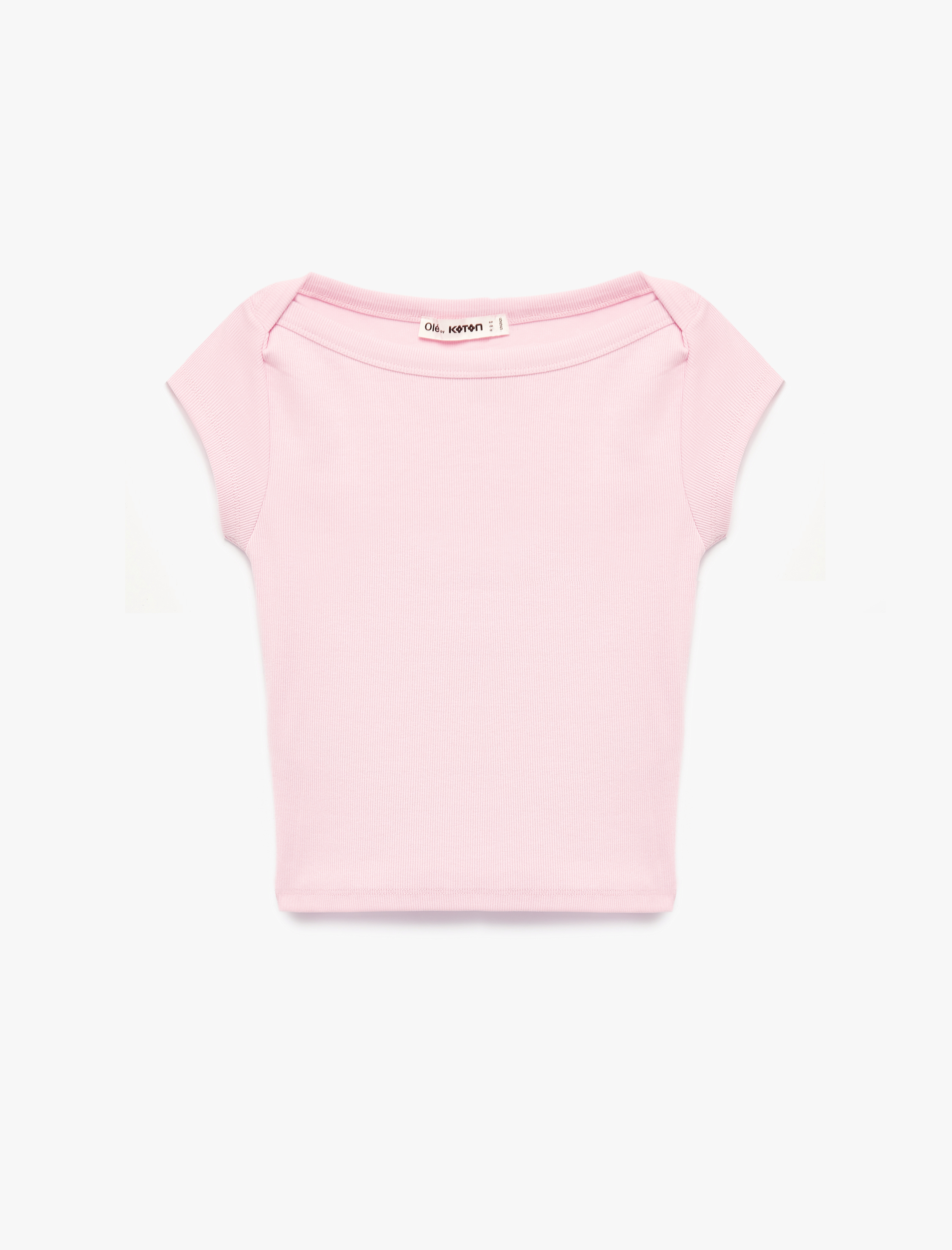   Slim Fit Kısa Kollu Kayık Yaka Kaşkorse Pamuklu Tişört