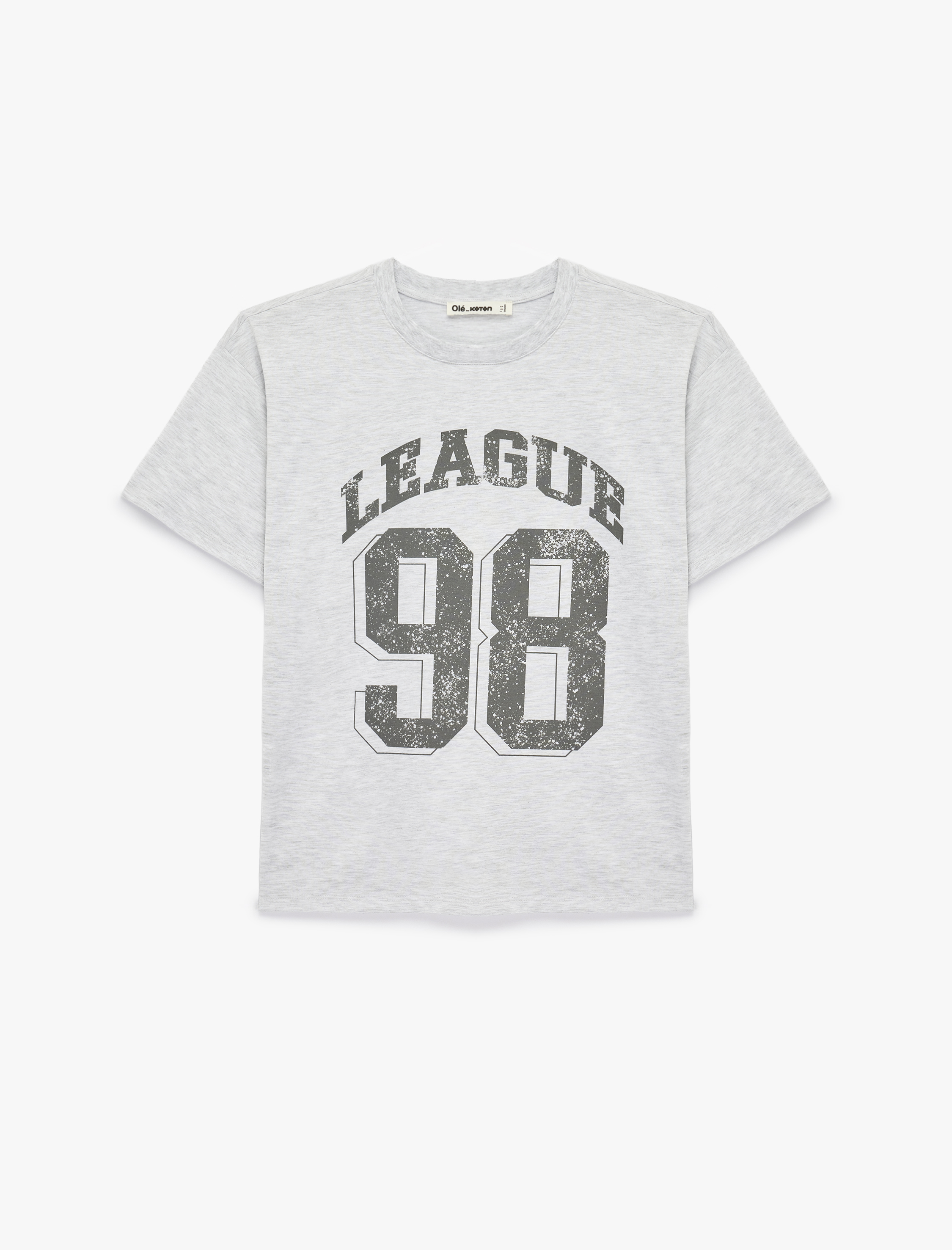 Rahat Kalıp Kısa Kollu Bisiklet Yaka Baskılı Tişört - Görsel 3