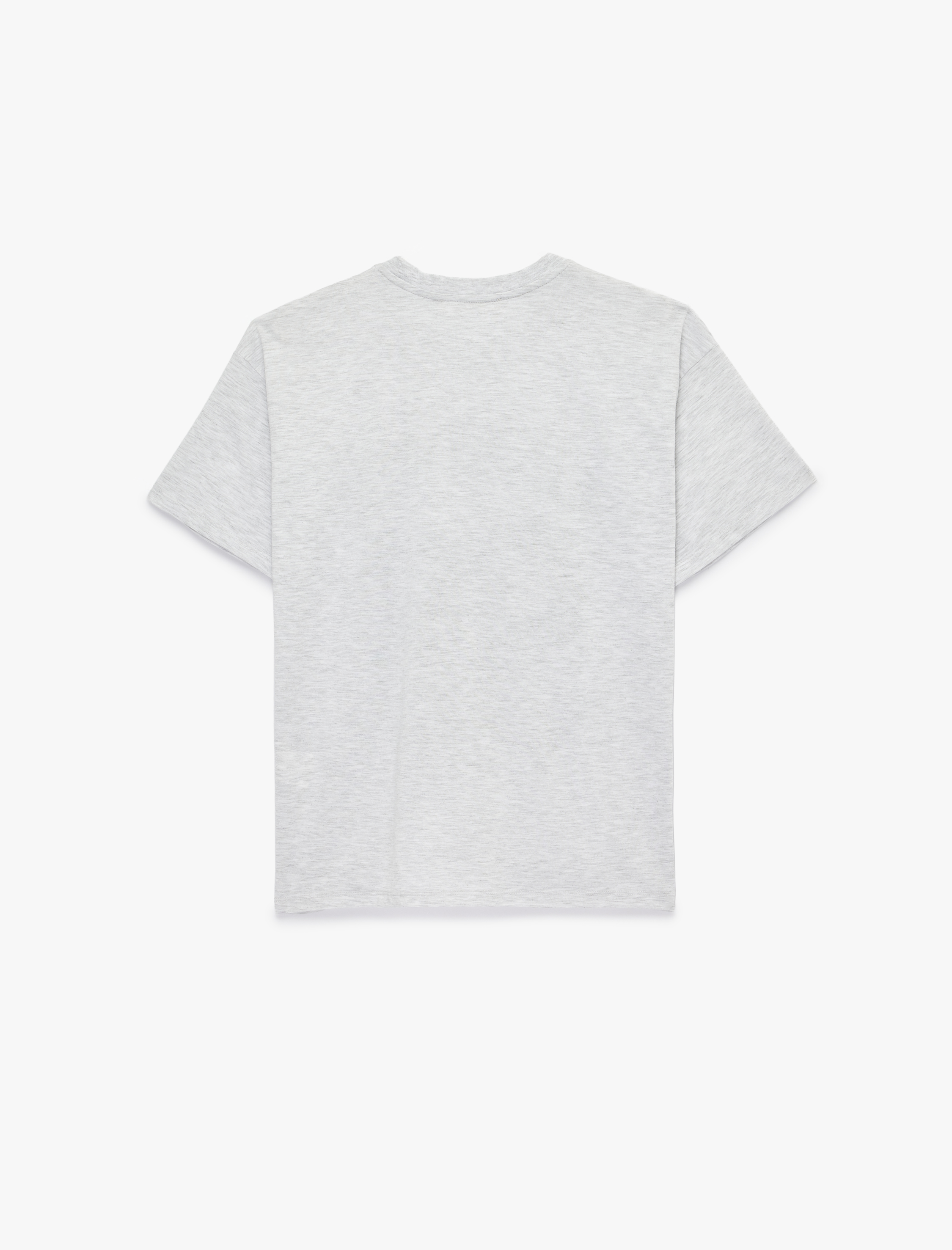 Rahat Kalıp Kısa Kollu Bisiklet Yaka Baskılı Tişört - Görsel 4