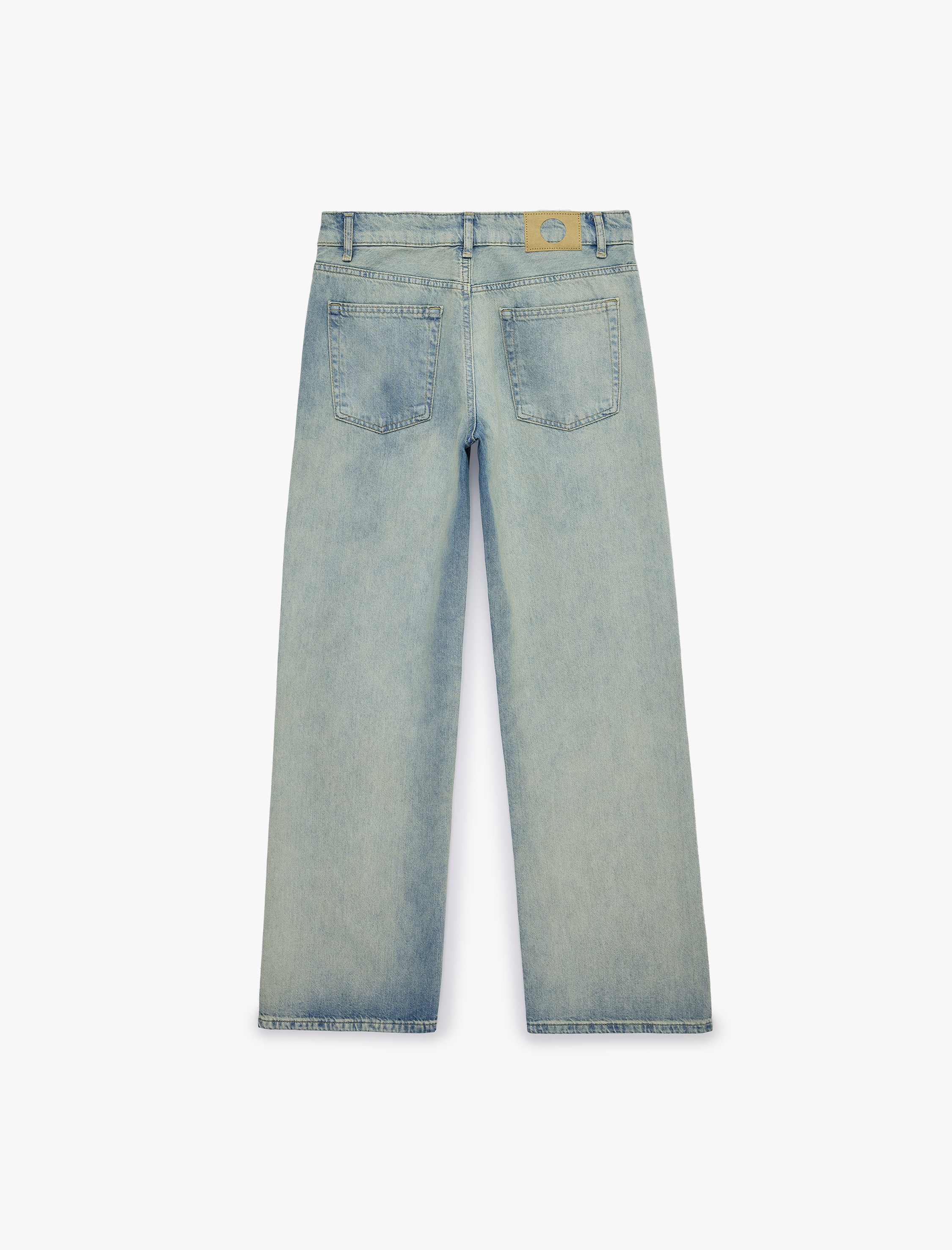   Düşük Bel Pamuklu Düz Paça Denim Pantolon - Straight Fit Jean