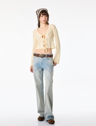 Düşük Bel Pamuklu Düz Paça Denim Pantolon - Straight Fit Jean