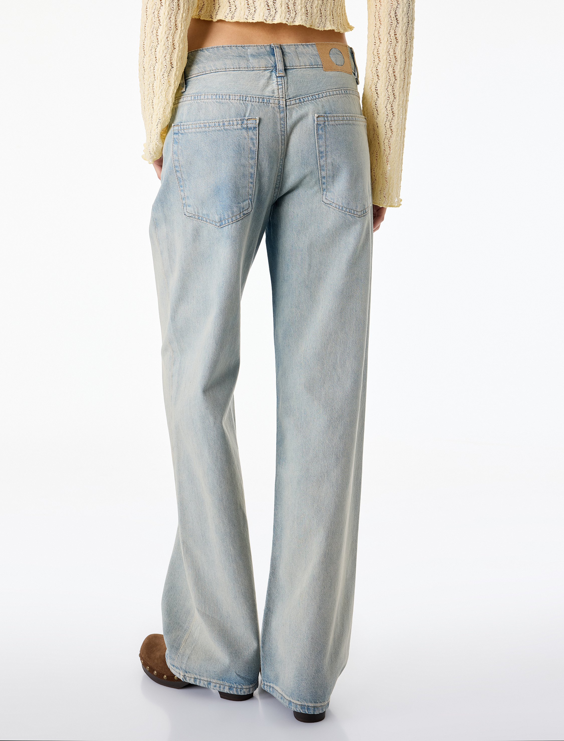   Düşük Bel Pamuklu Düz Paça Denim Pantolon - Straight Fit Jean