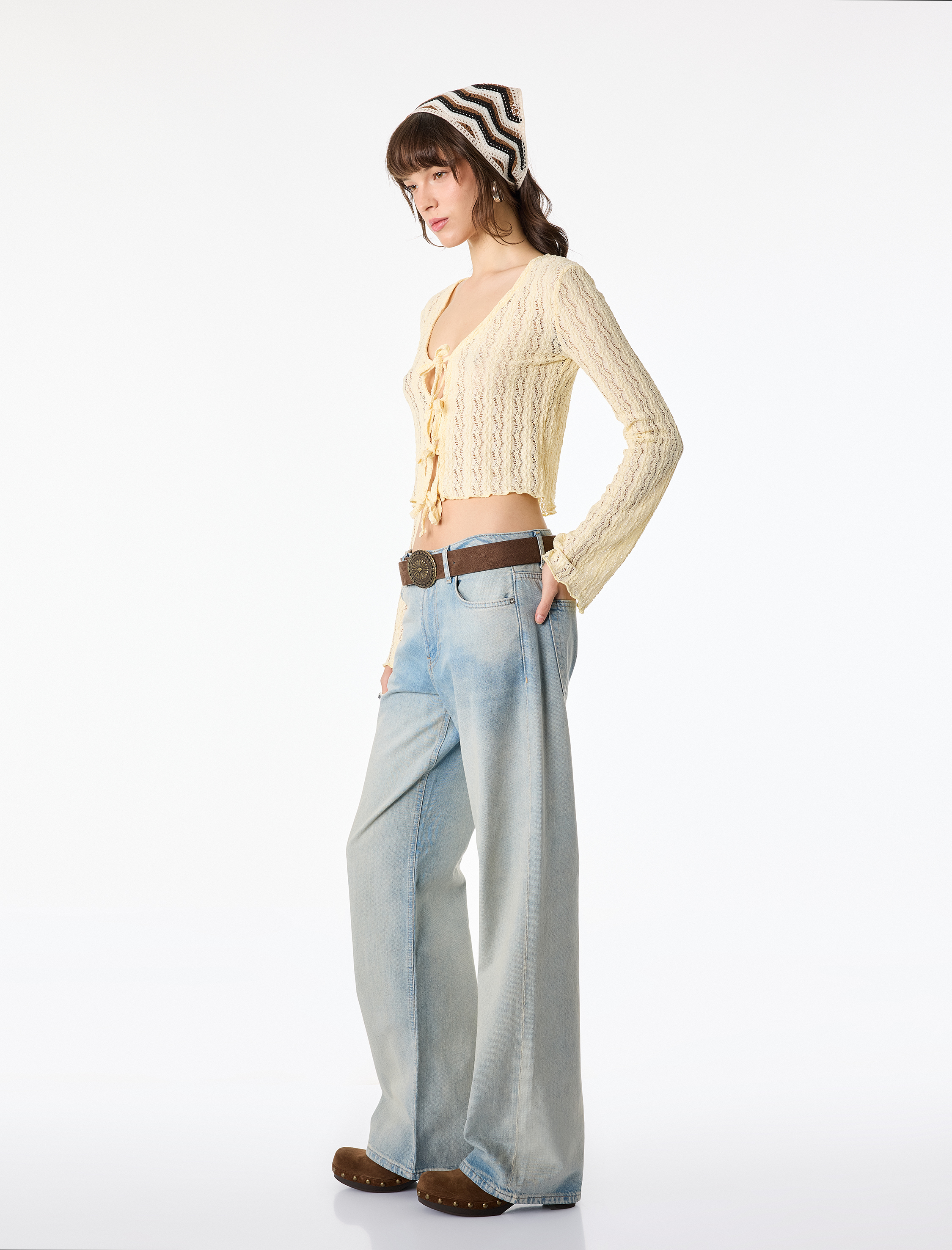   Düşük Bel Pamuklu Düz Paça Denim Pantolon - Straight Fit Jean