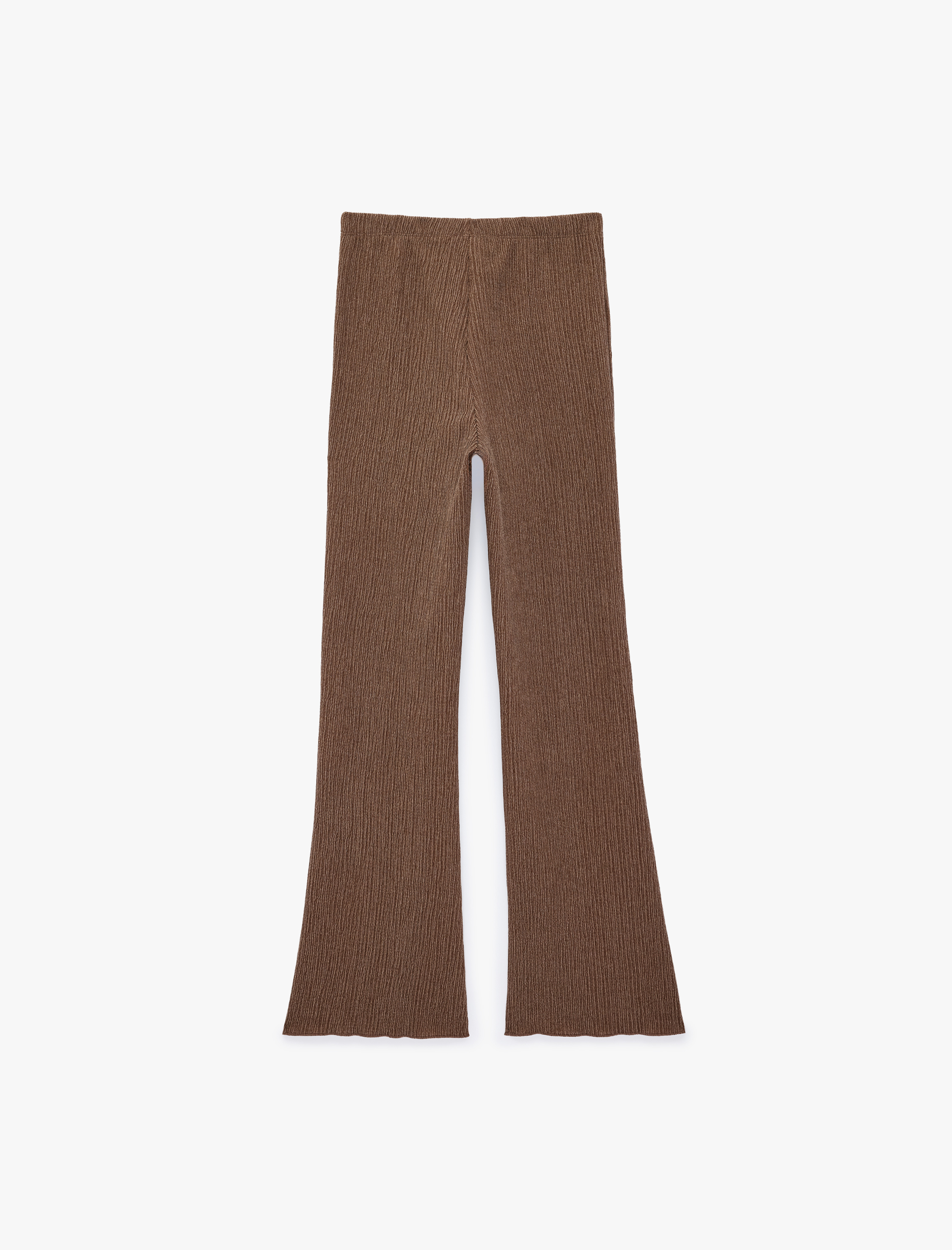   Yüksek Bel Bürümcük Kumaş İspanyol Paça Pantolon