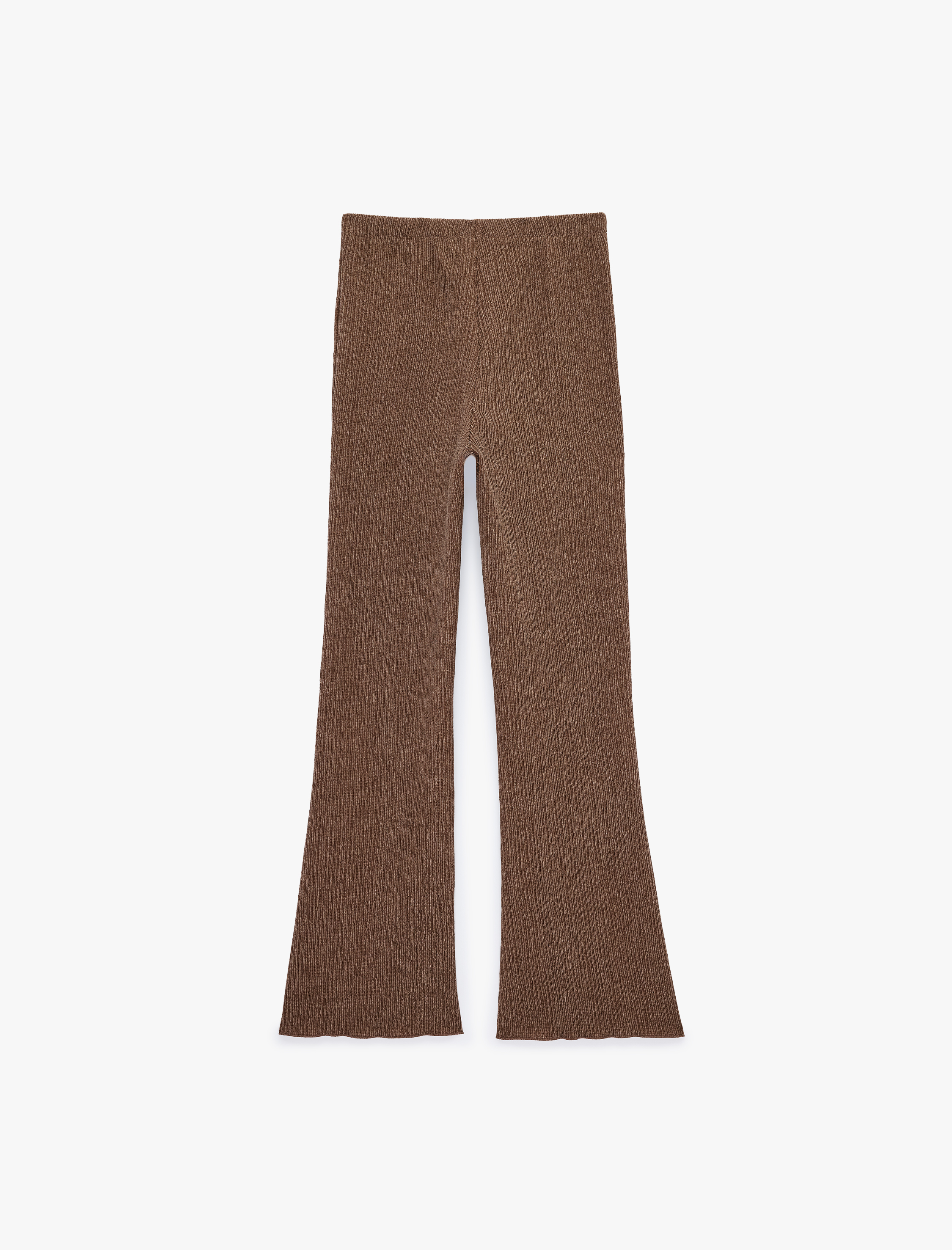   Yüksek Bel Bürümcük Kumaş İspanyol Paça Pantolon