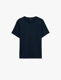 Kısa Kollu Pamuklu Bisiklet Yaka Basic Slim Fit Tişört