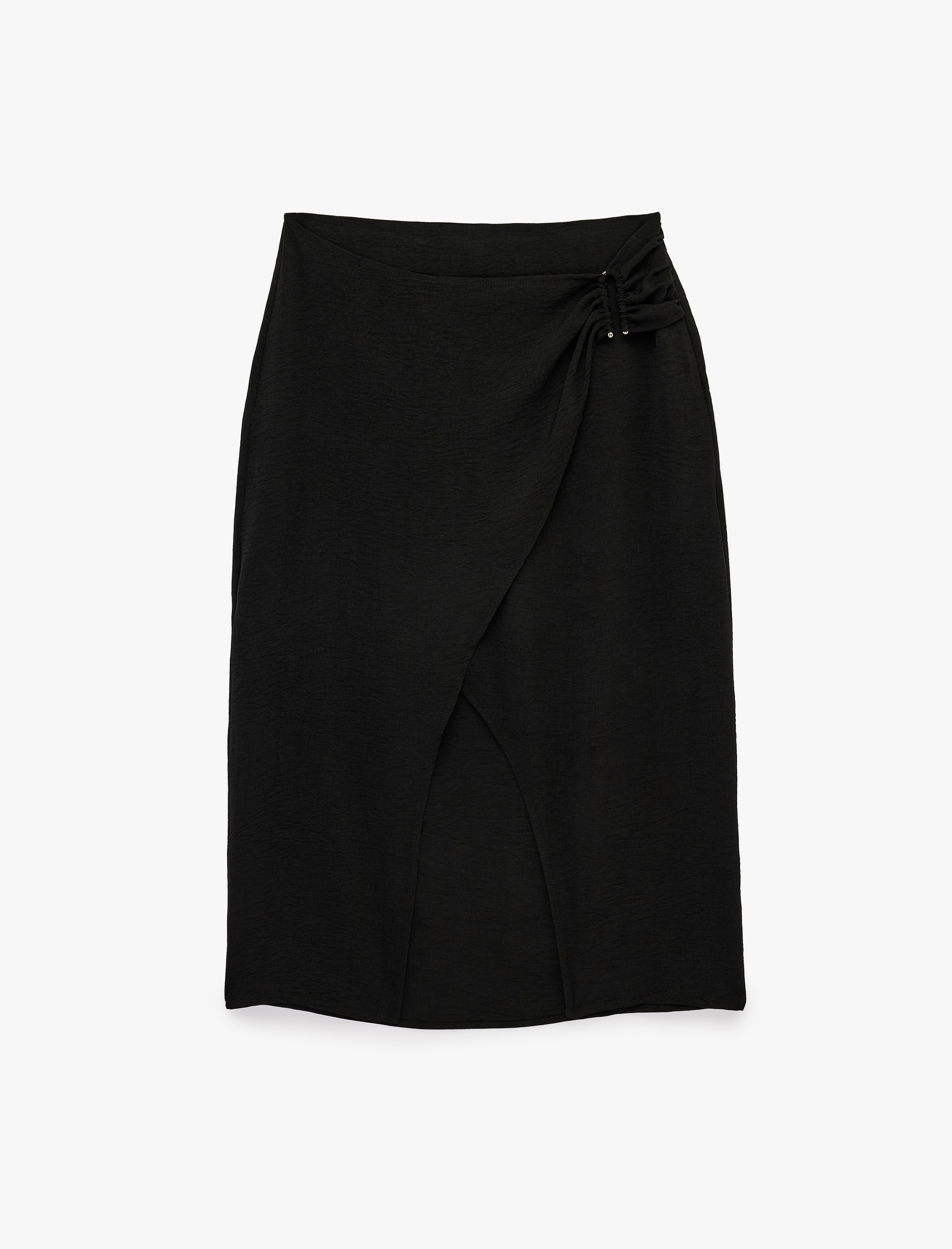   Aerobin Metal Aksesuarlı Midi Kruvaze Etek