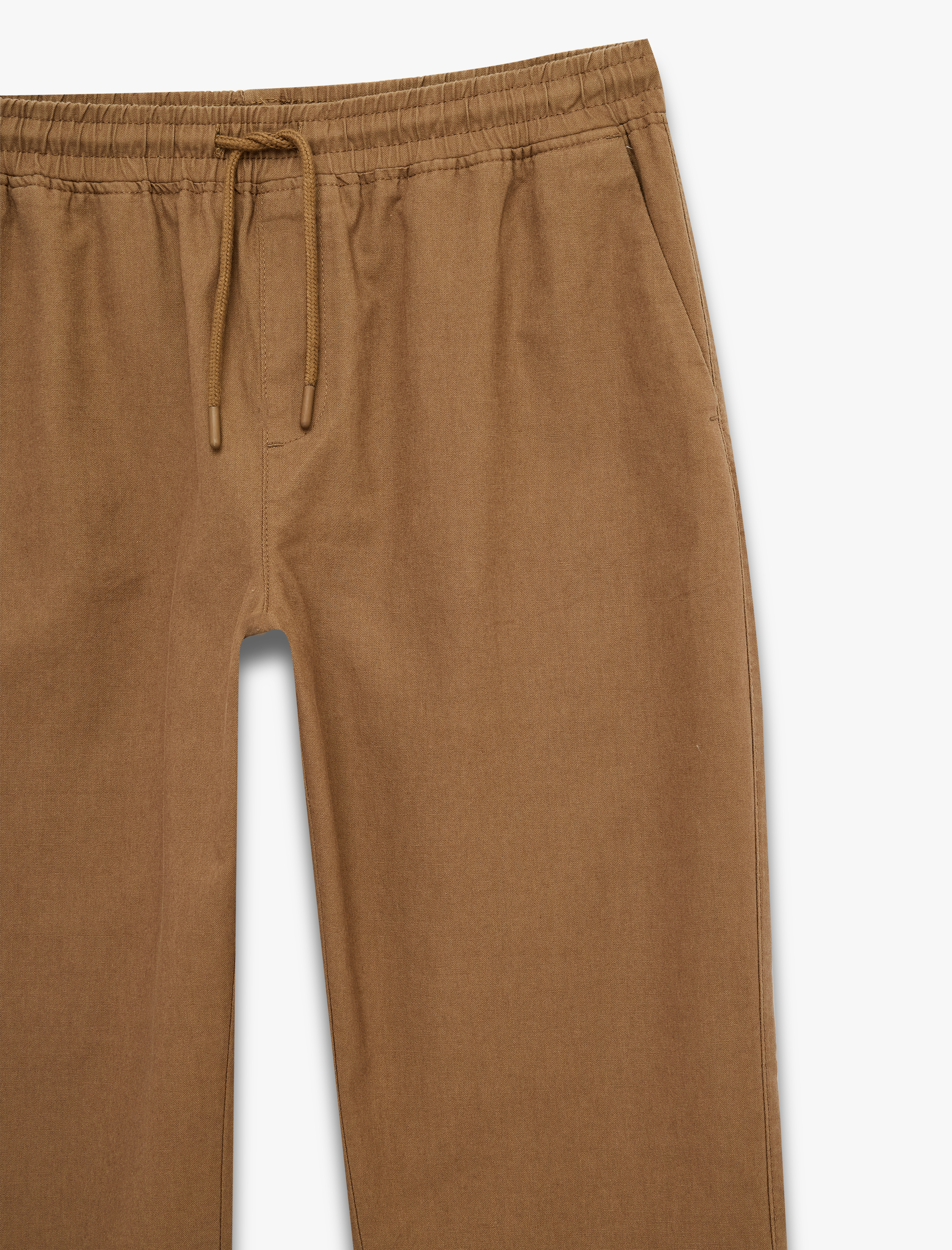   Keten Pamuk Karışımlı Cepli Beli Bağcıklı Pantolon