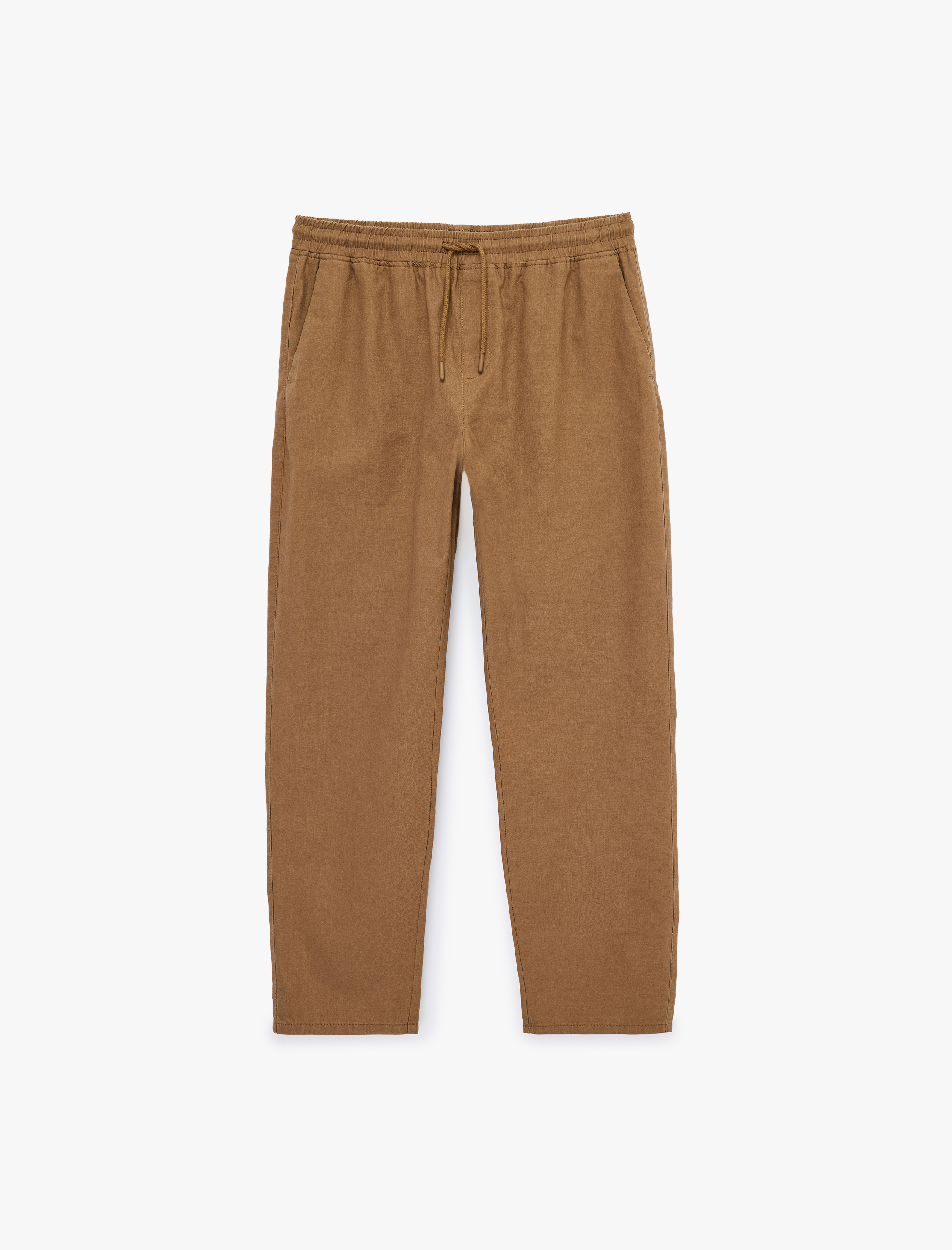   Keten Pamuk Karışımlı Cepli Beli Bağcıklı Pantolon