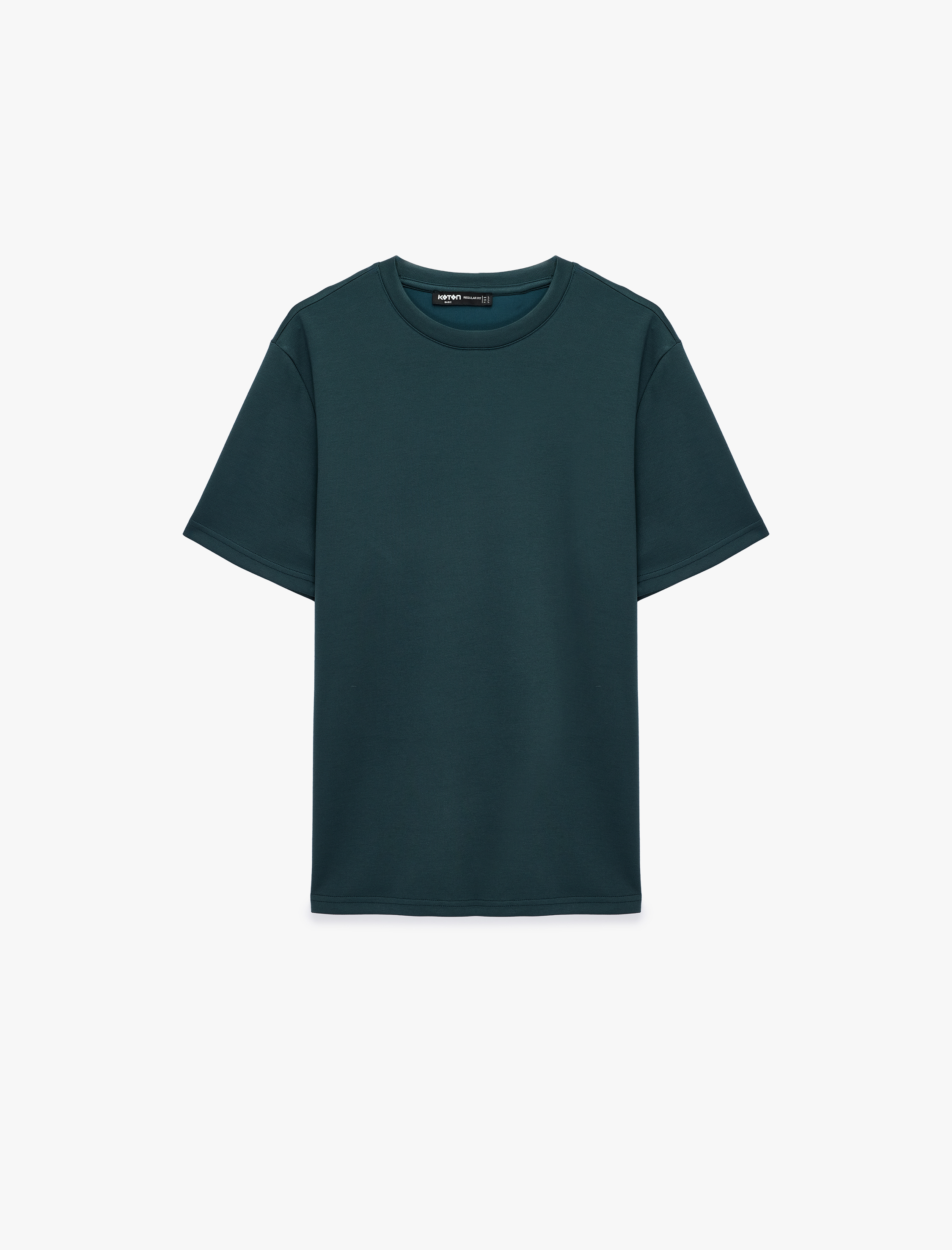   Regular Fit Kısa Kollu Bisiklet Yaka Viskon Karışımlı Basic Tişört