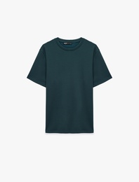 Regular Fit Kısa Kollu Bisiklet Yaka Viskon Karışımlı Basic Tişört